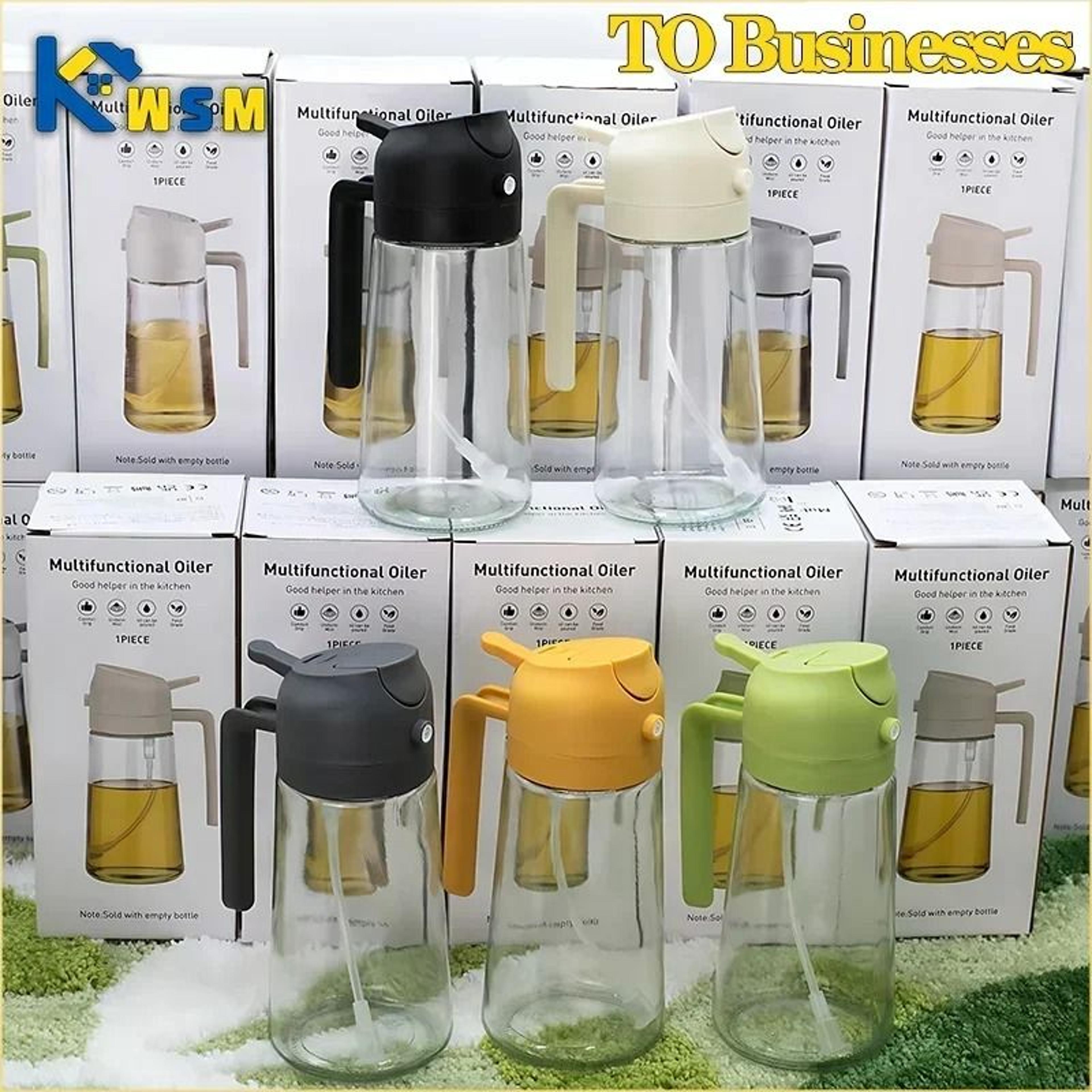 2-in-1 500ml glass oil sprayer & dispenser bottle