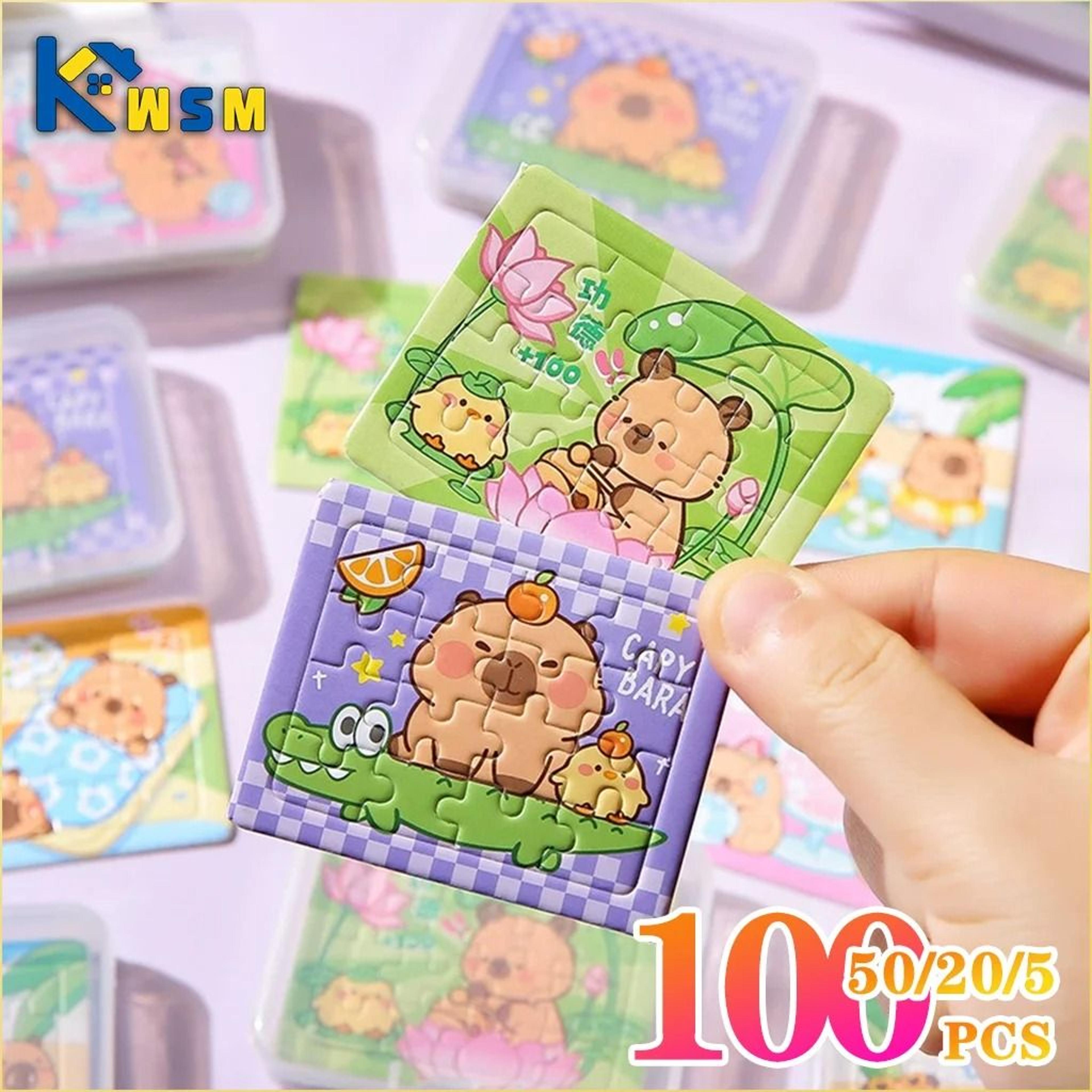 cartoon animal capybara mini paper jigsaw puzzles - educational toy & party favor set for kids