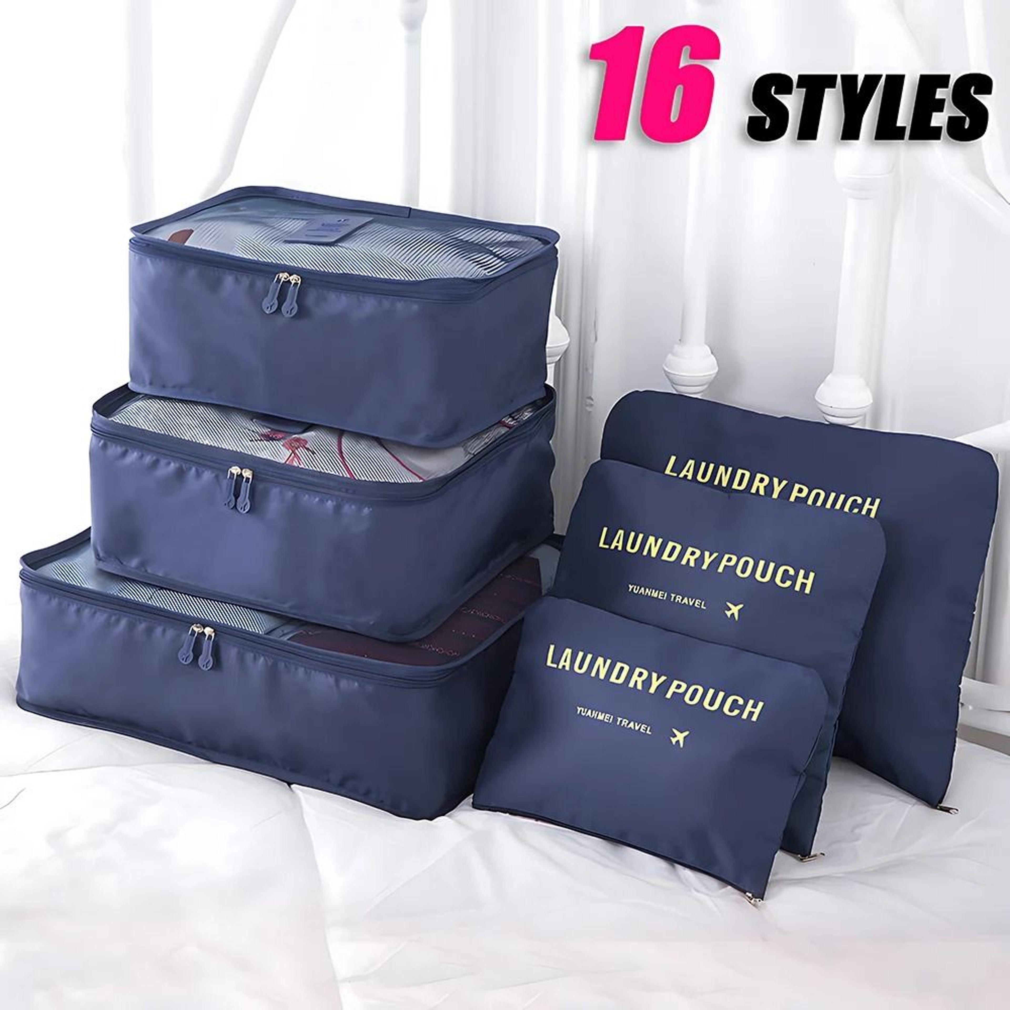 6-piece large travel luggage organizer set - portable packing cubes & storage bags