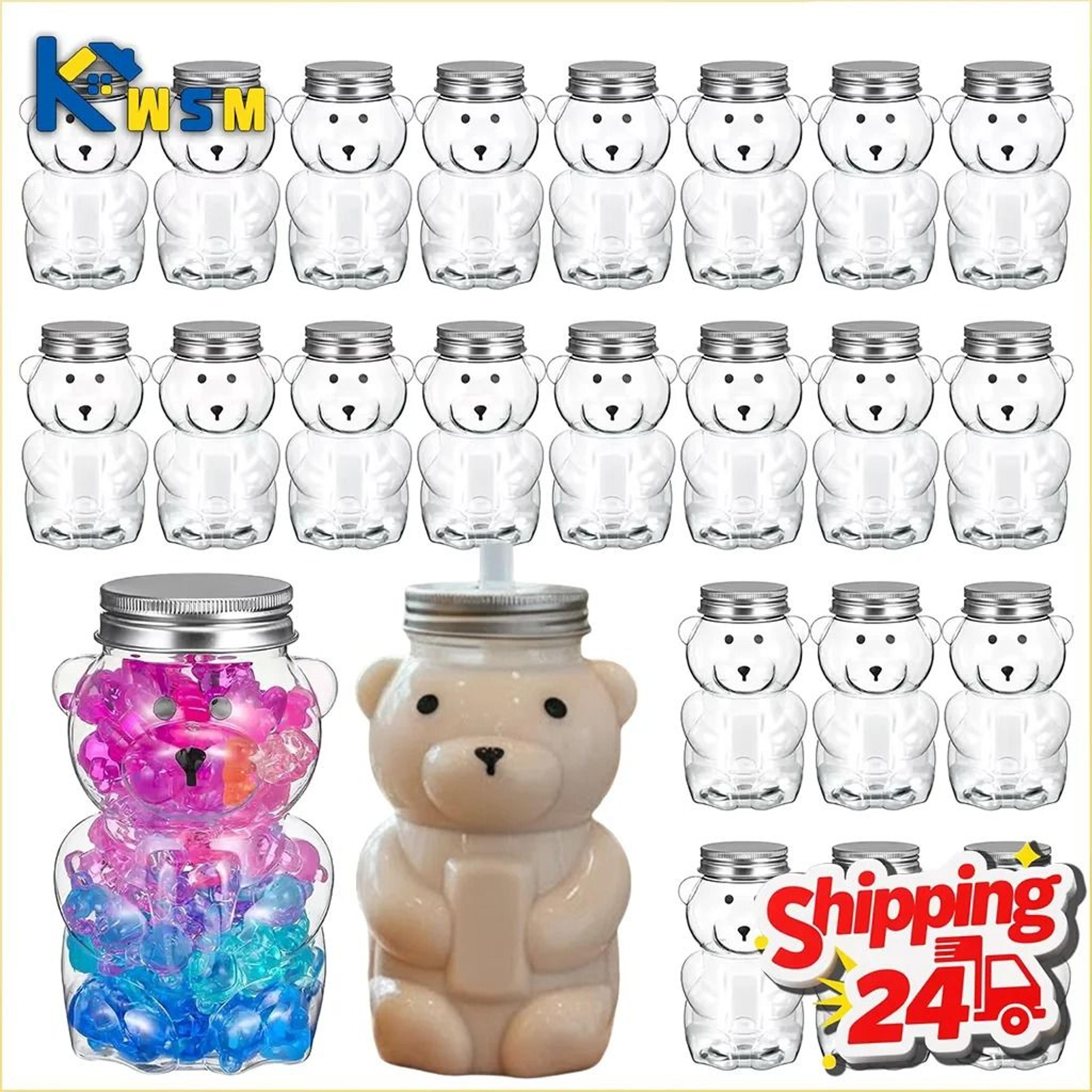 500ml portable cartoon bear transparent drink bottle - cute reusable juice & bubble tea container