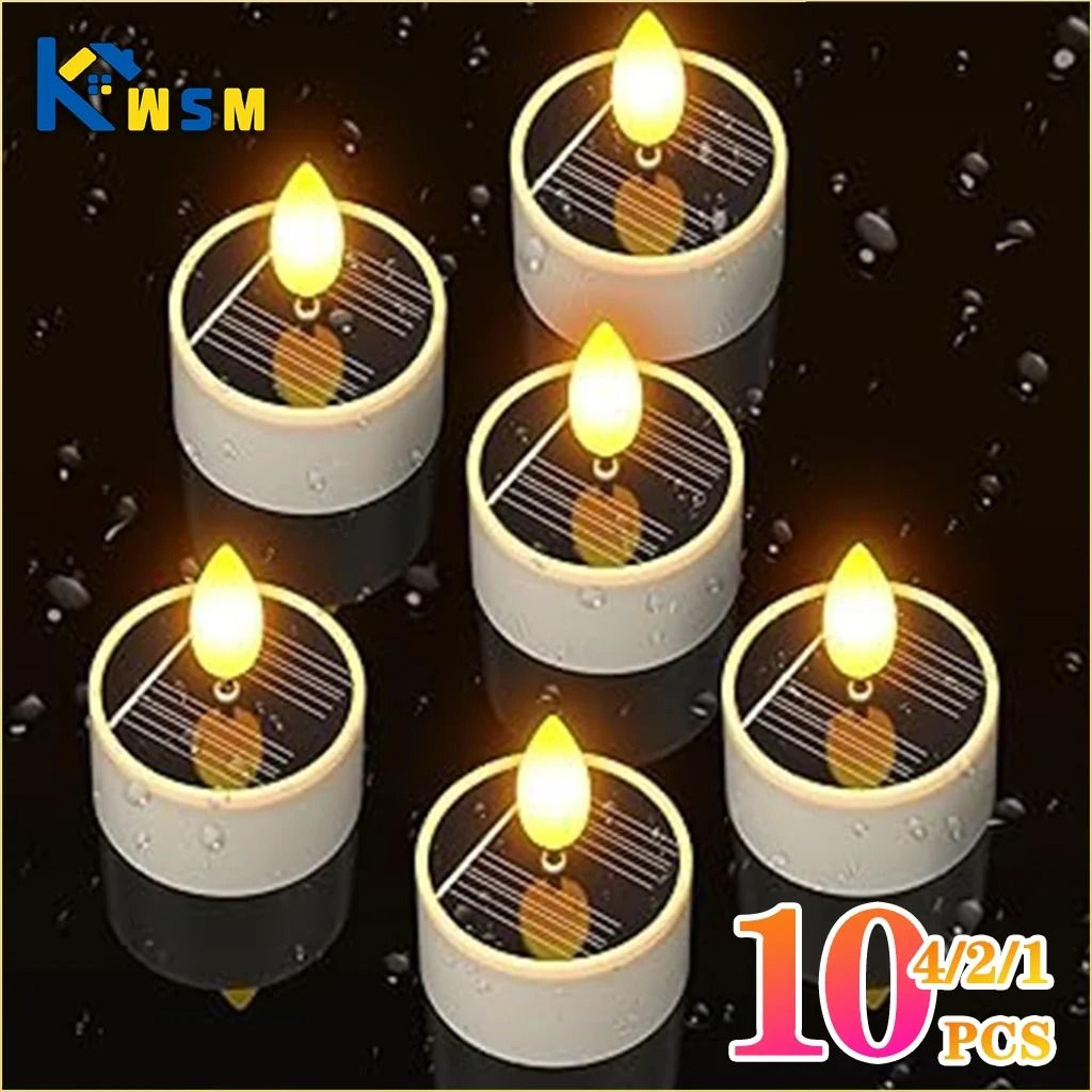 solar led flameless candles - waterproof outdoor garden lights & holiday tea light decor