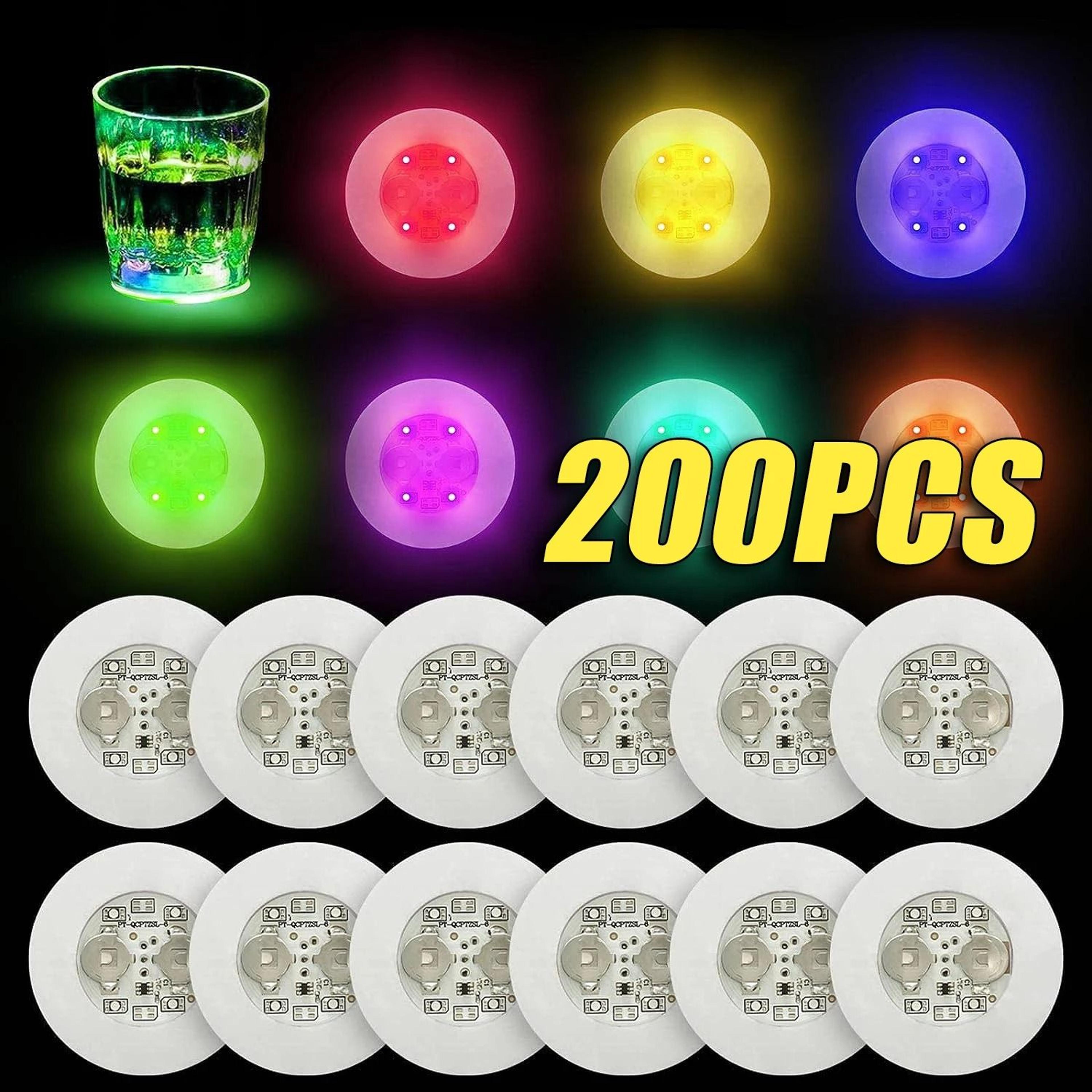 led coaster lights & glowing wine bottle stickers - colorful party & bar lighting decor