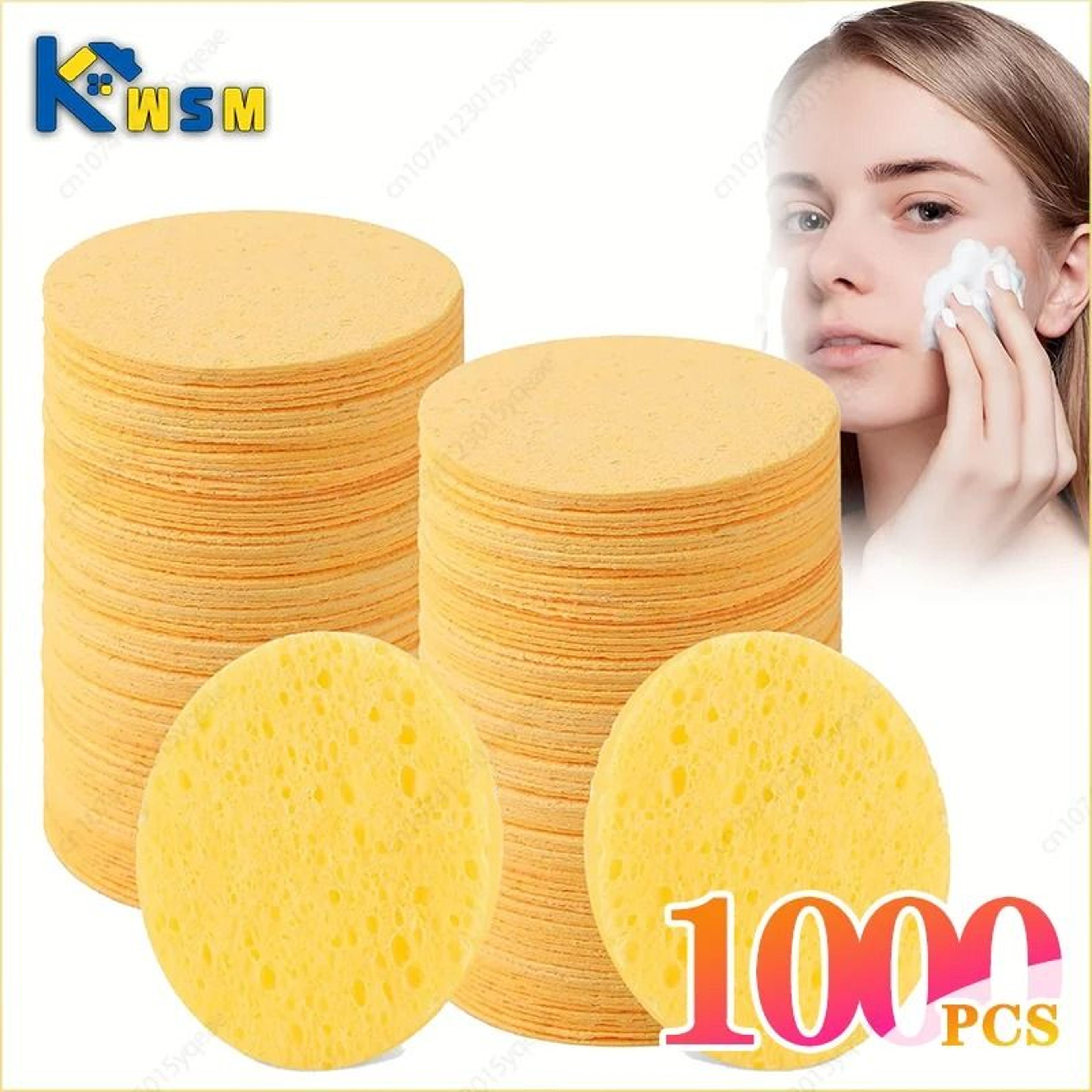 compressed facial sponge cleansing pads - latex-free exfoliating makeup & skin care sponges