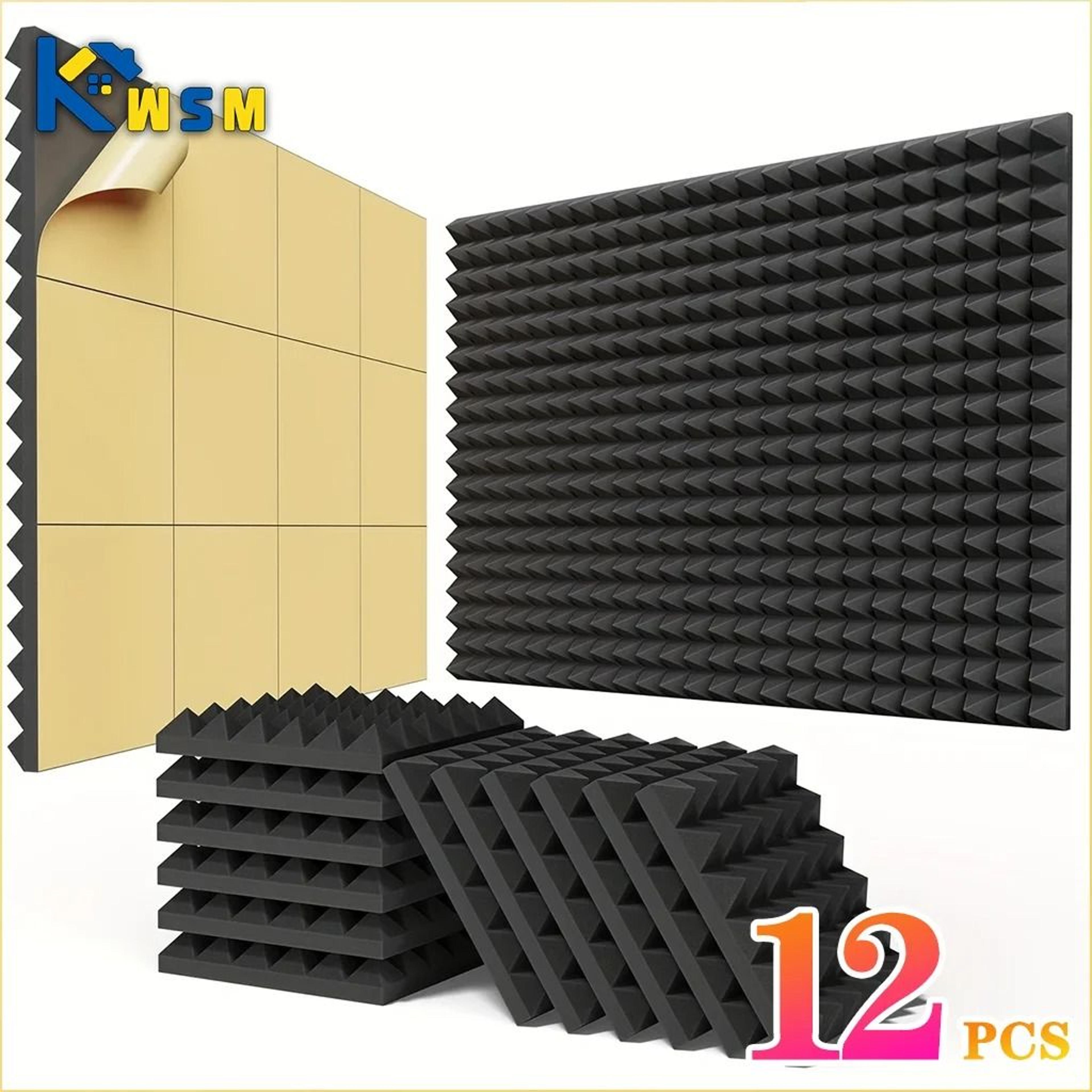 12-pack self-adhesive acoustic soundproof wall panels - noise reduction foam tiles for home studio & bedroom