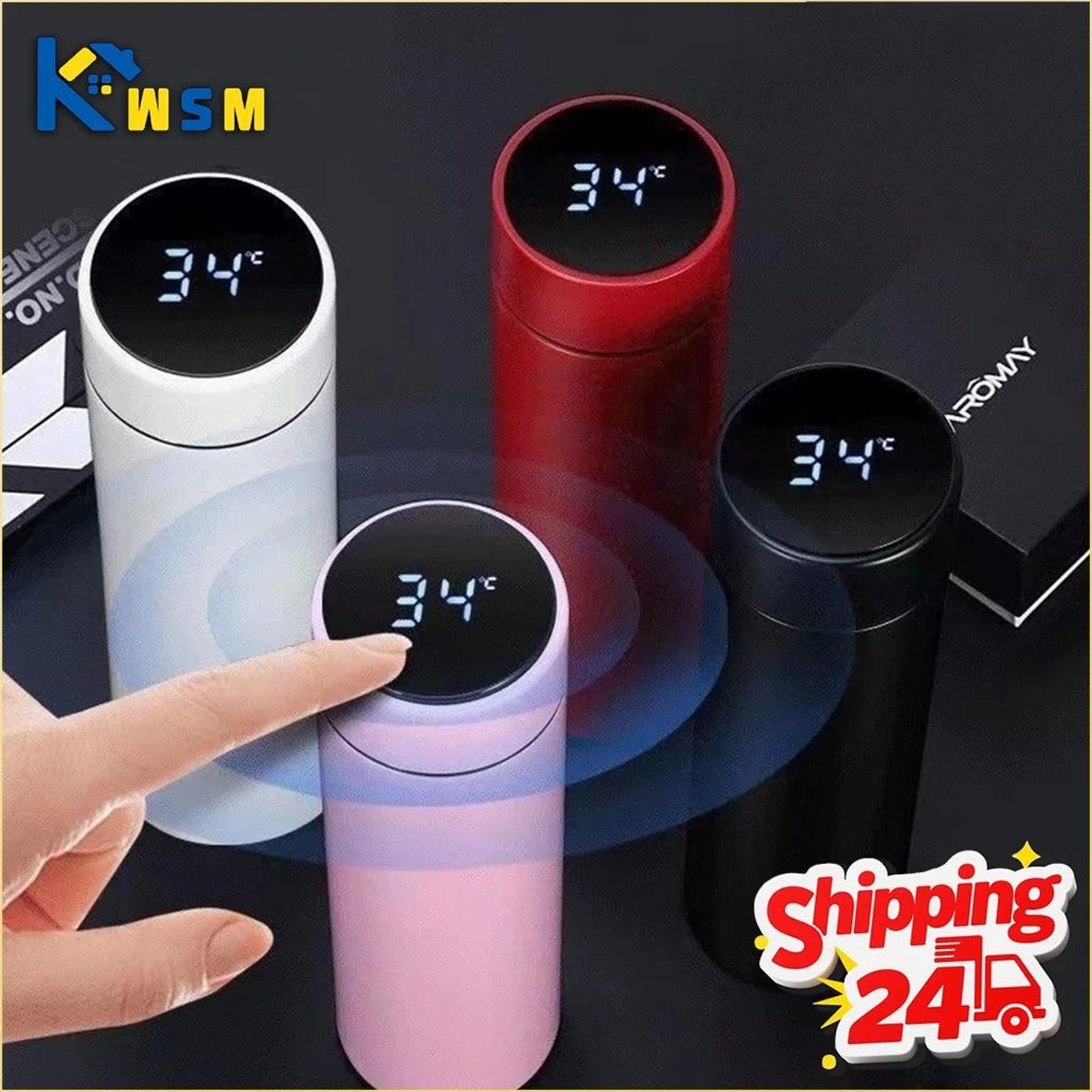 500ml smart stainless steel thermos cup - temperature display vacuum insulated travel mug with divided tea strainer