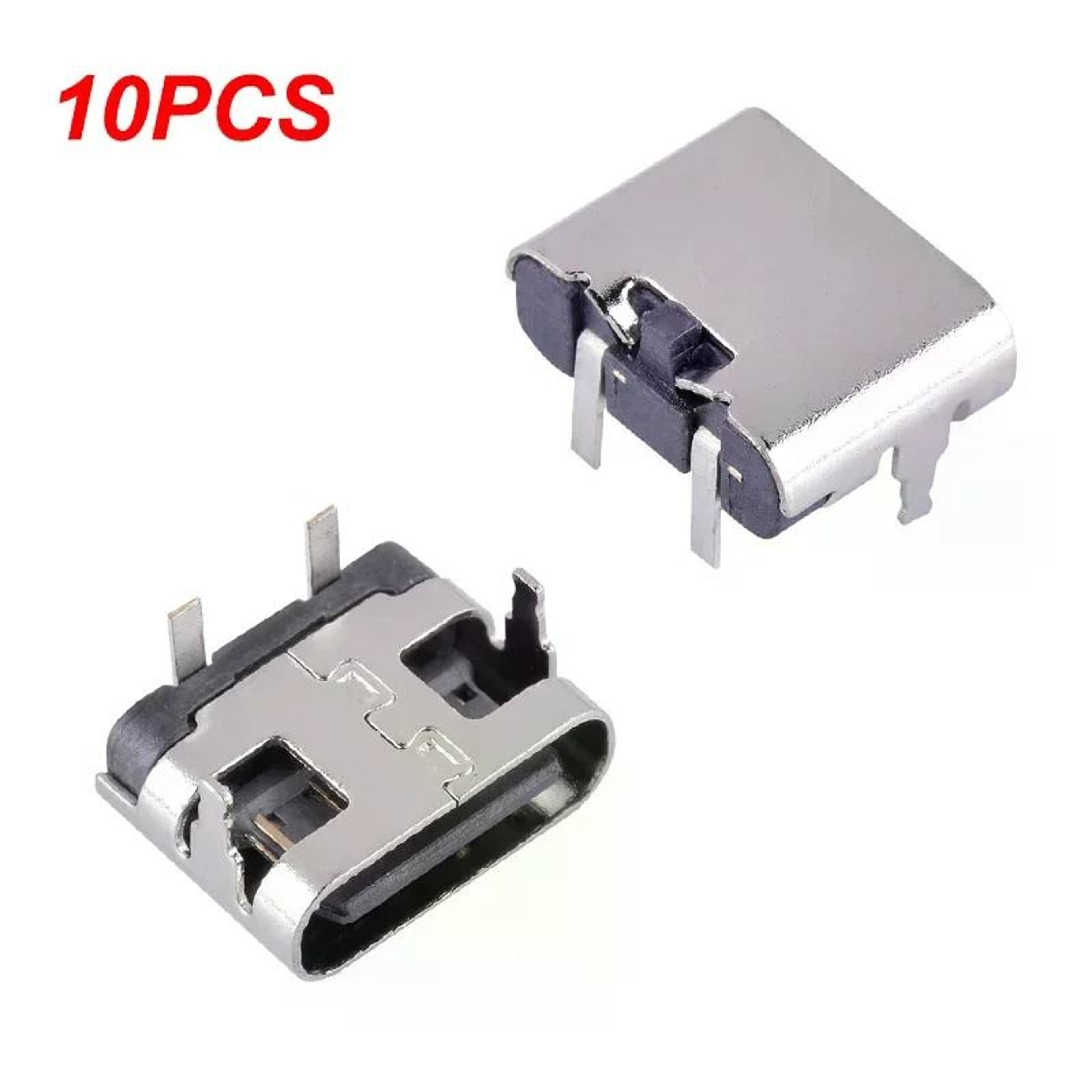 10pcs 2-pin micro usb type-c female power jack charging port connectors