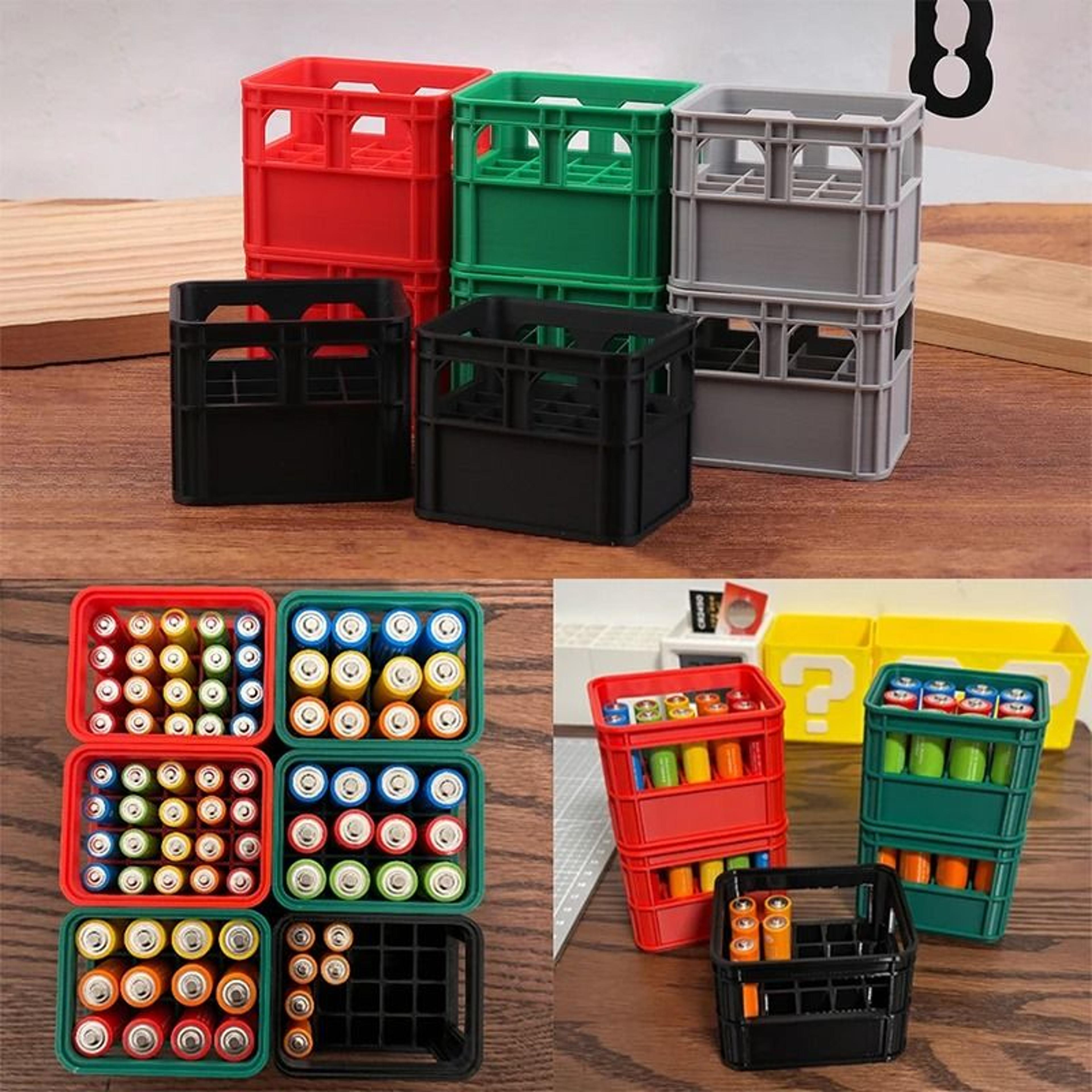 3d printed mini beer crate battery storage box (holds 12x aa or 24x aaa)