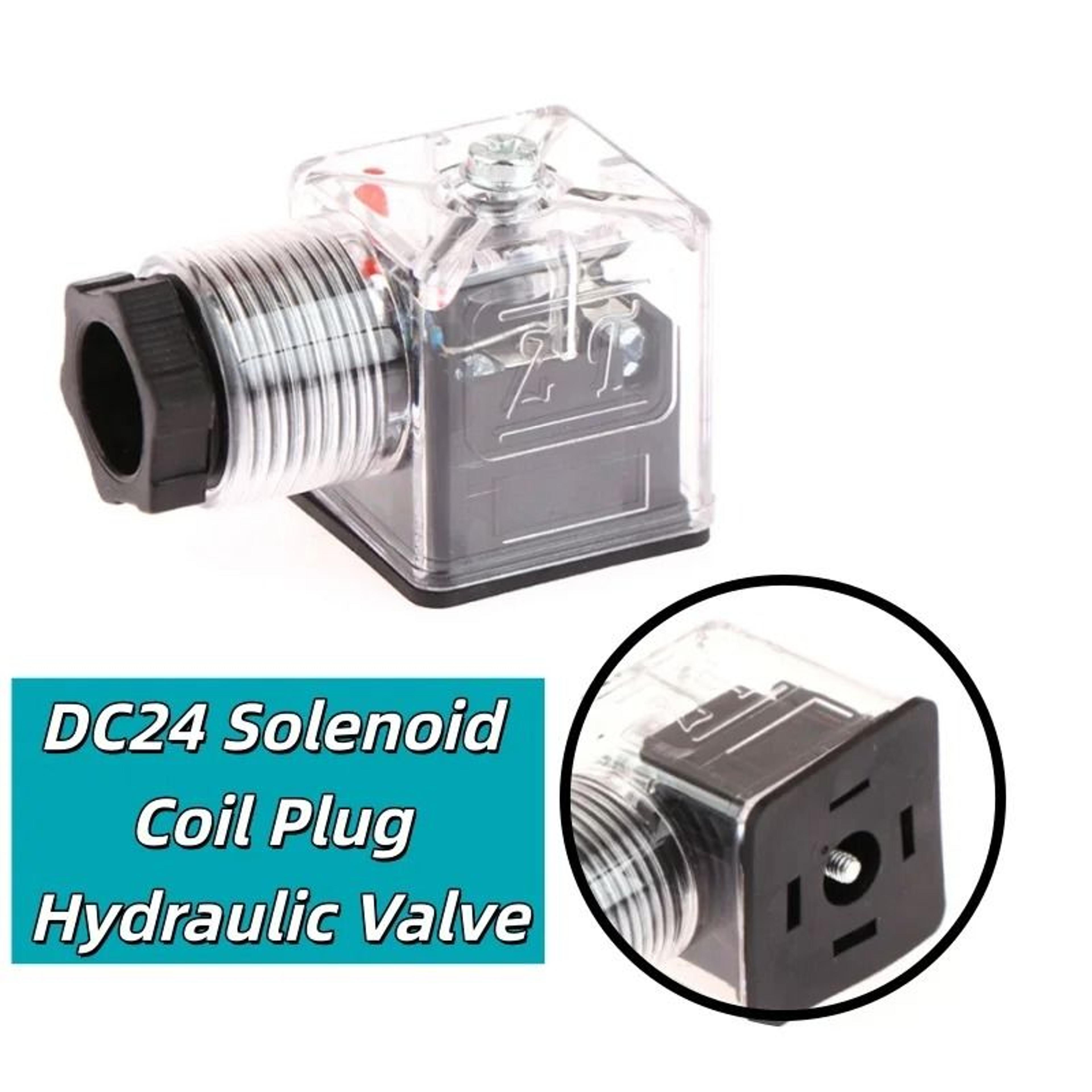 dc24v solenoid coil plug connector for hydraulic valves (transparent universal accessories)