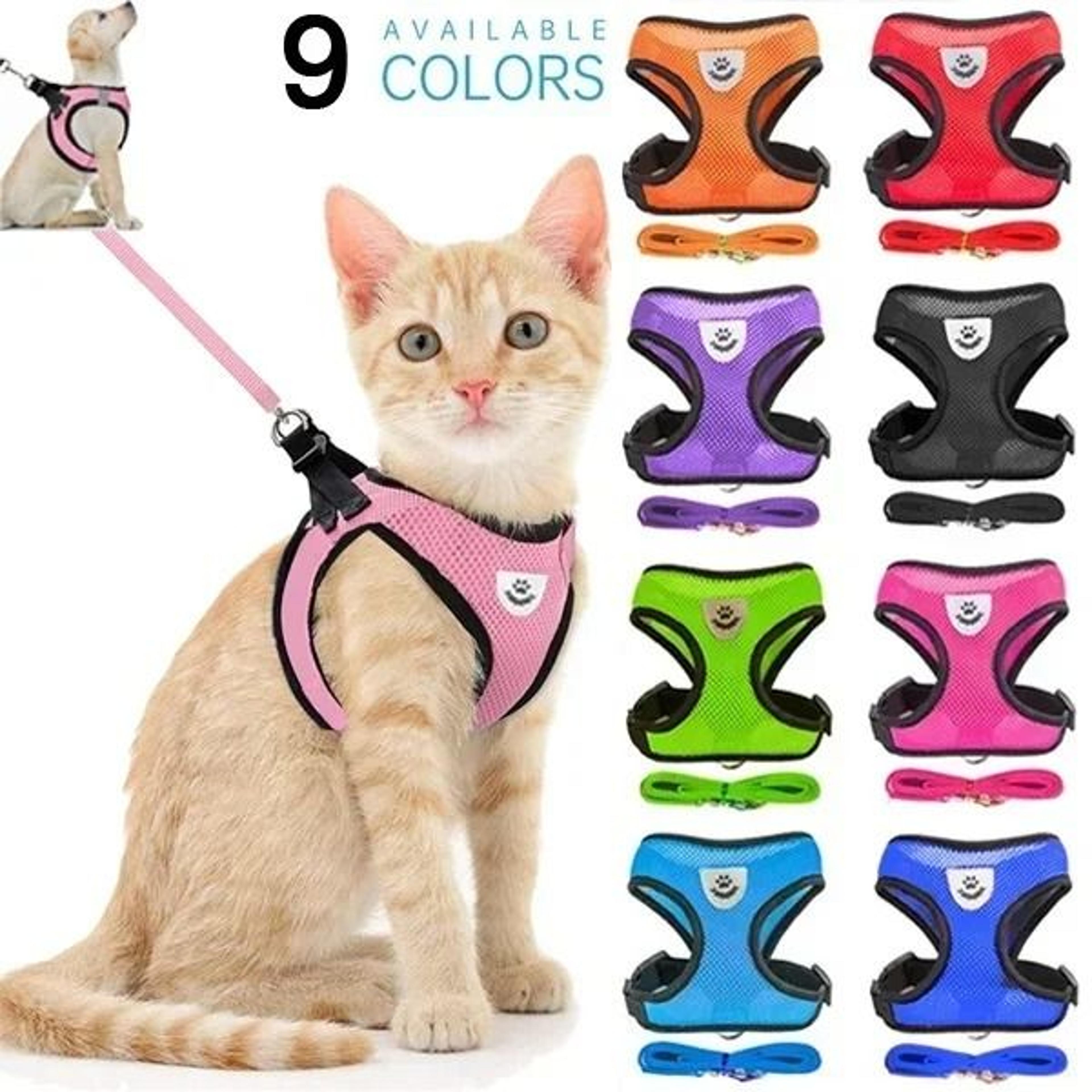 adjustable soft breathable mesh dog harness and leash set for small & medium pets