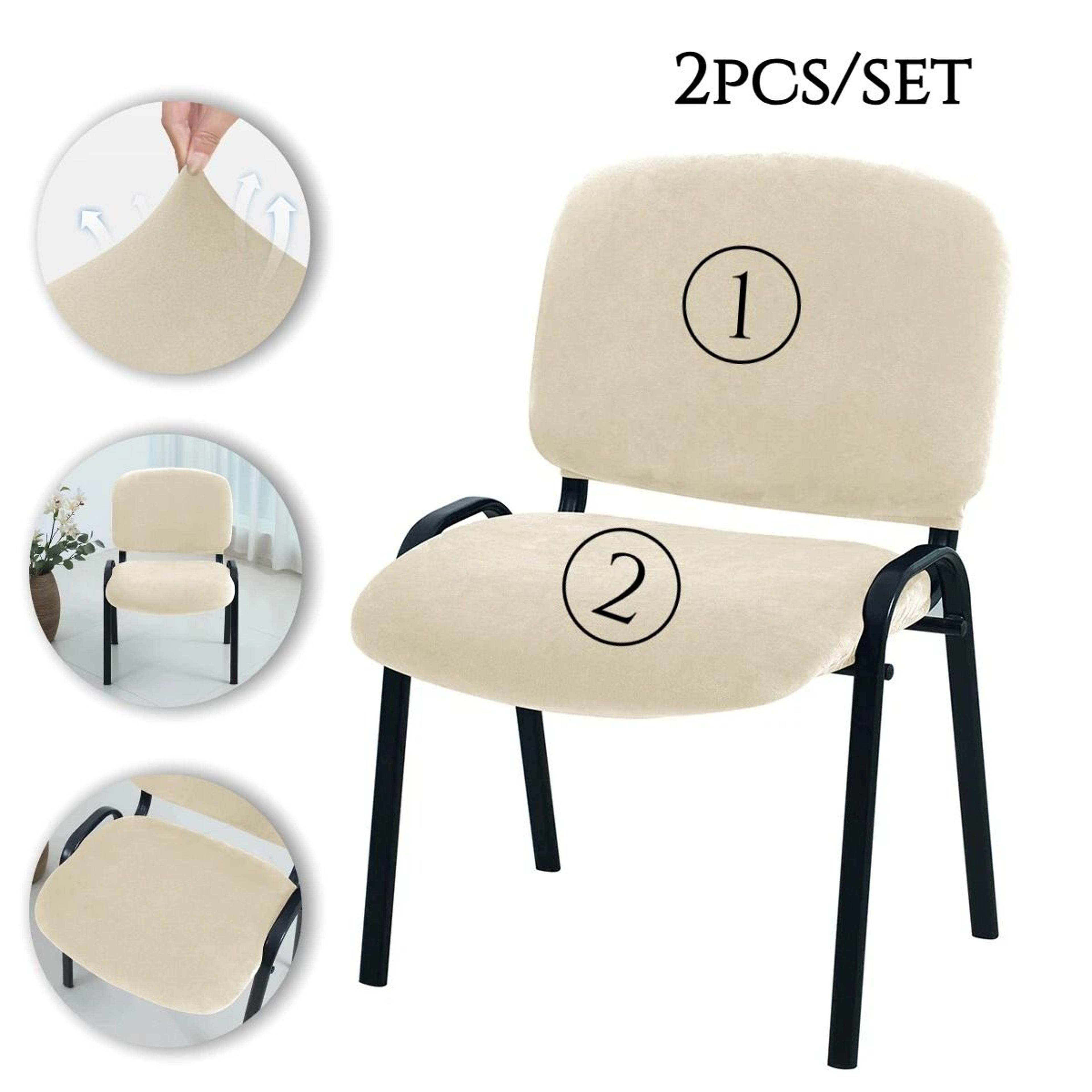 2-piece velvet split low back chair cover set (stretch seat & backrest slipcovers)