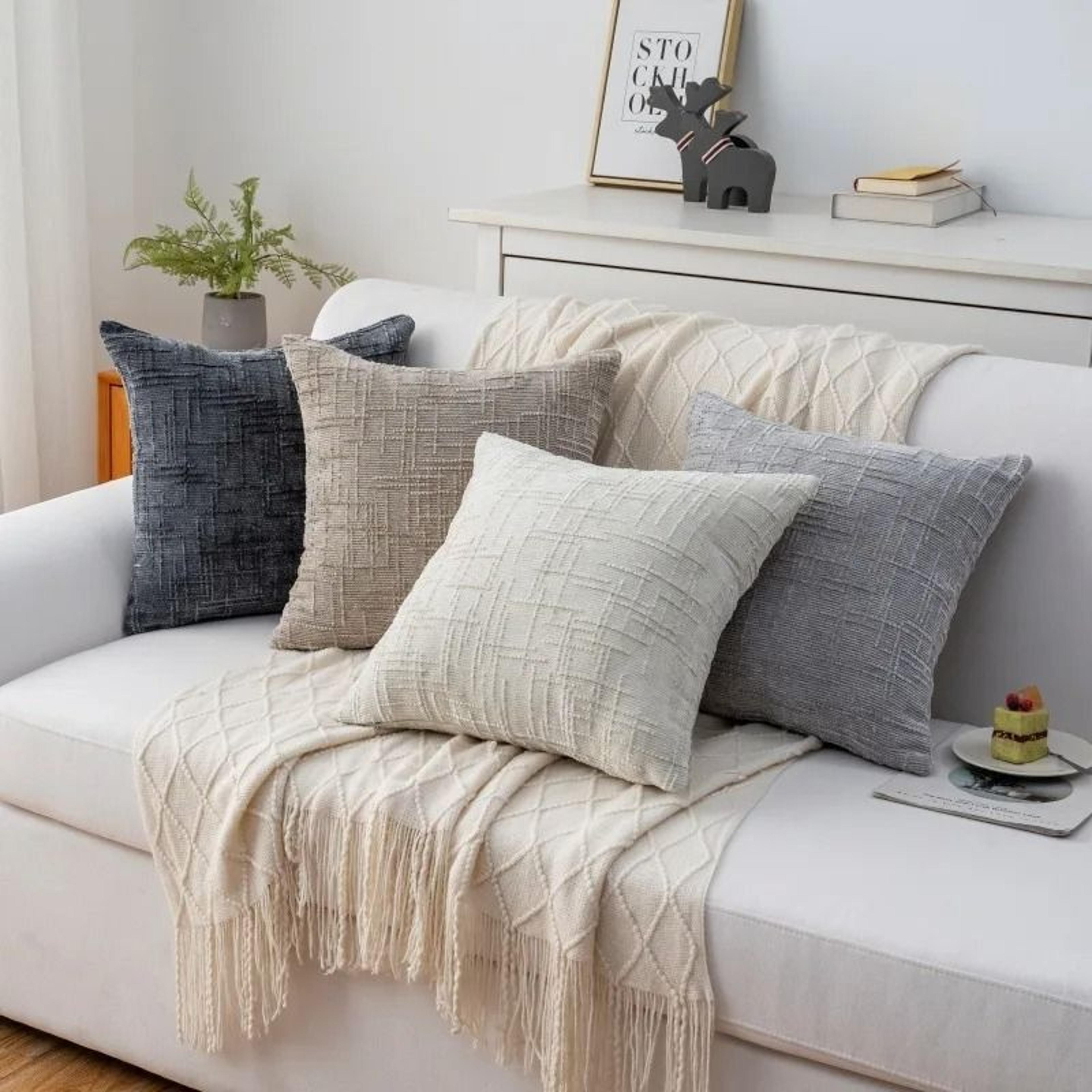 textured thick chenille throw pillow cover (45x45cm modern boho pillowcase)