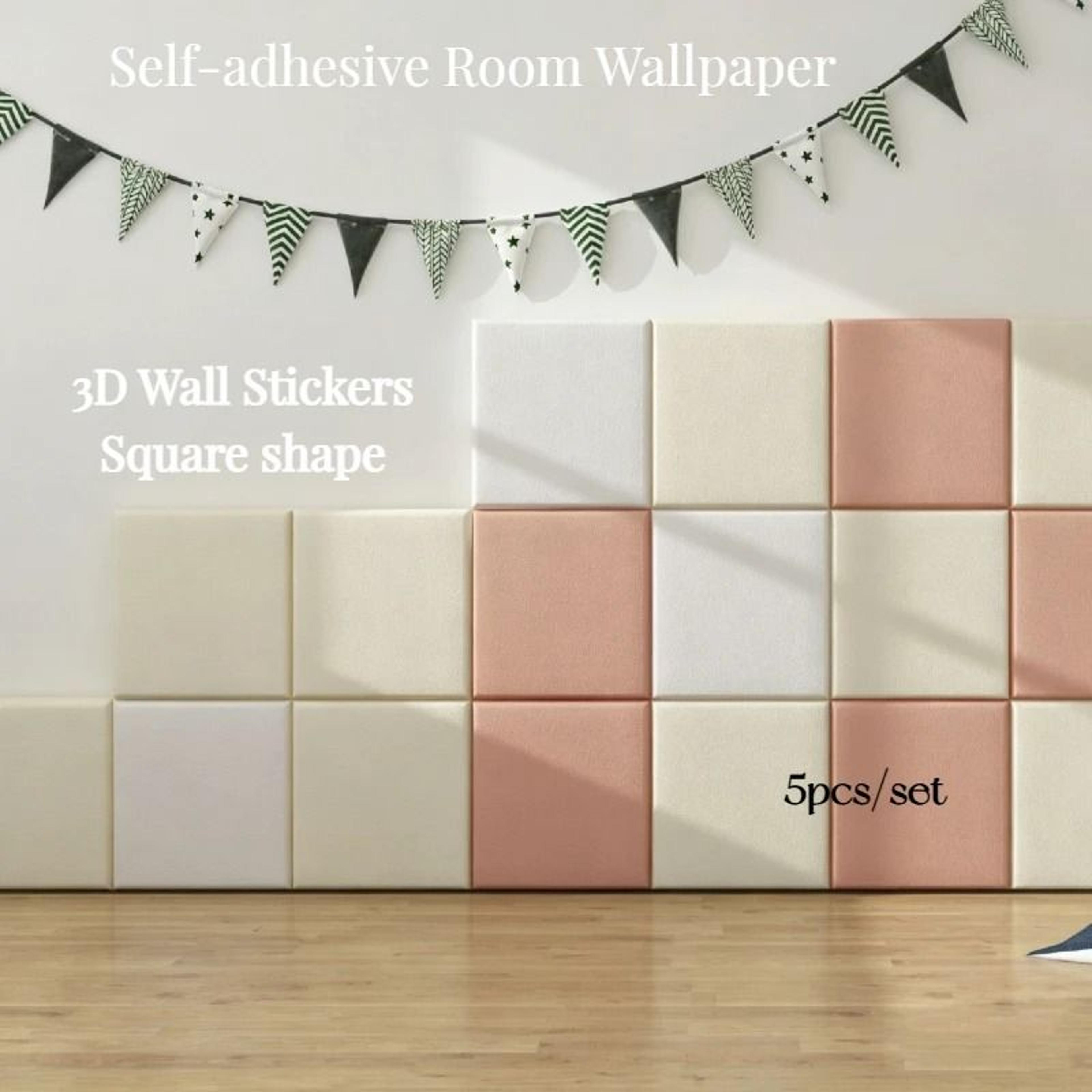 5-piece 3d leather wall panels (35x35cm soft anti-collision self-adhesive stickers)