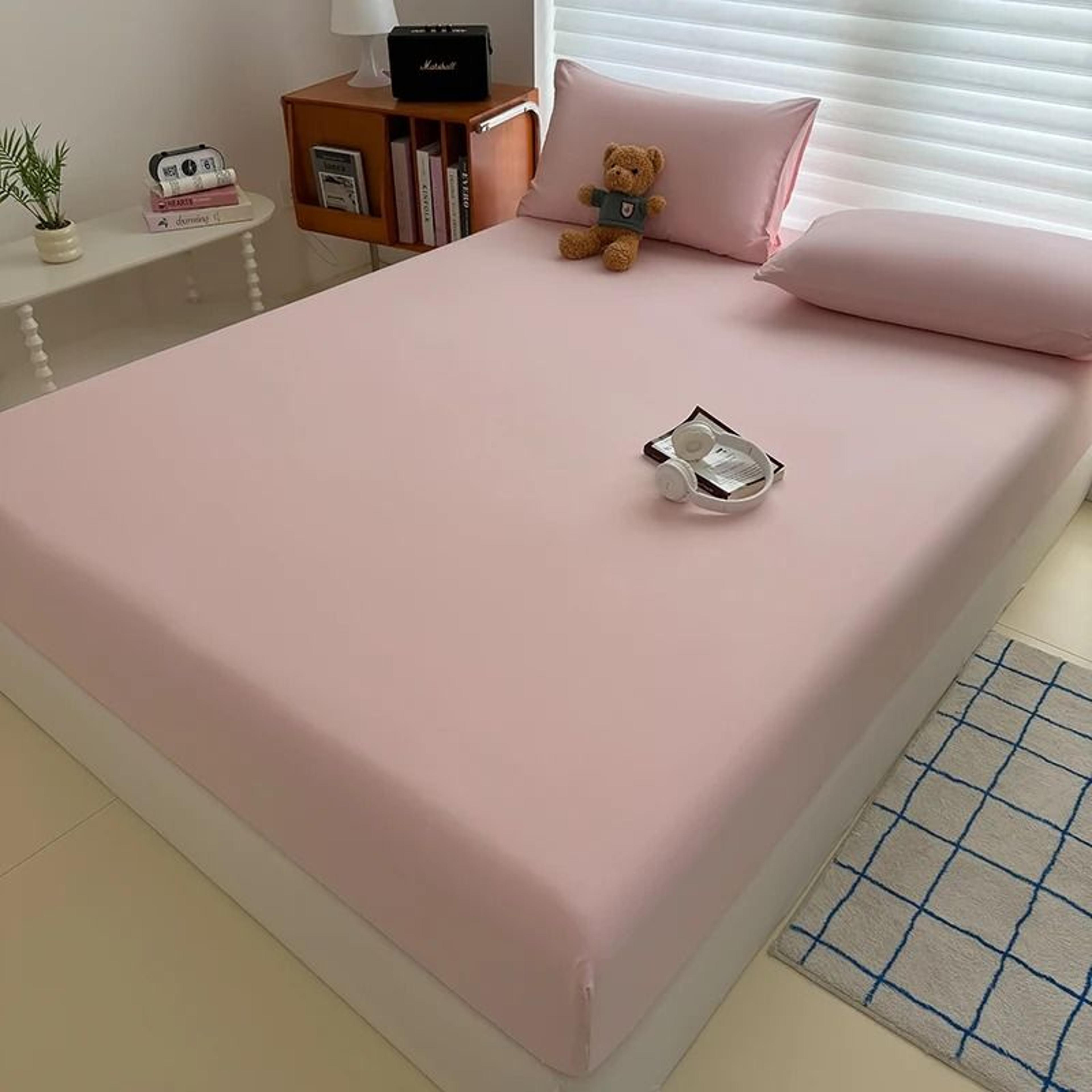 washed cotton-feel fitted sheet (non-slip elastic adjustable mattress cover)
