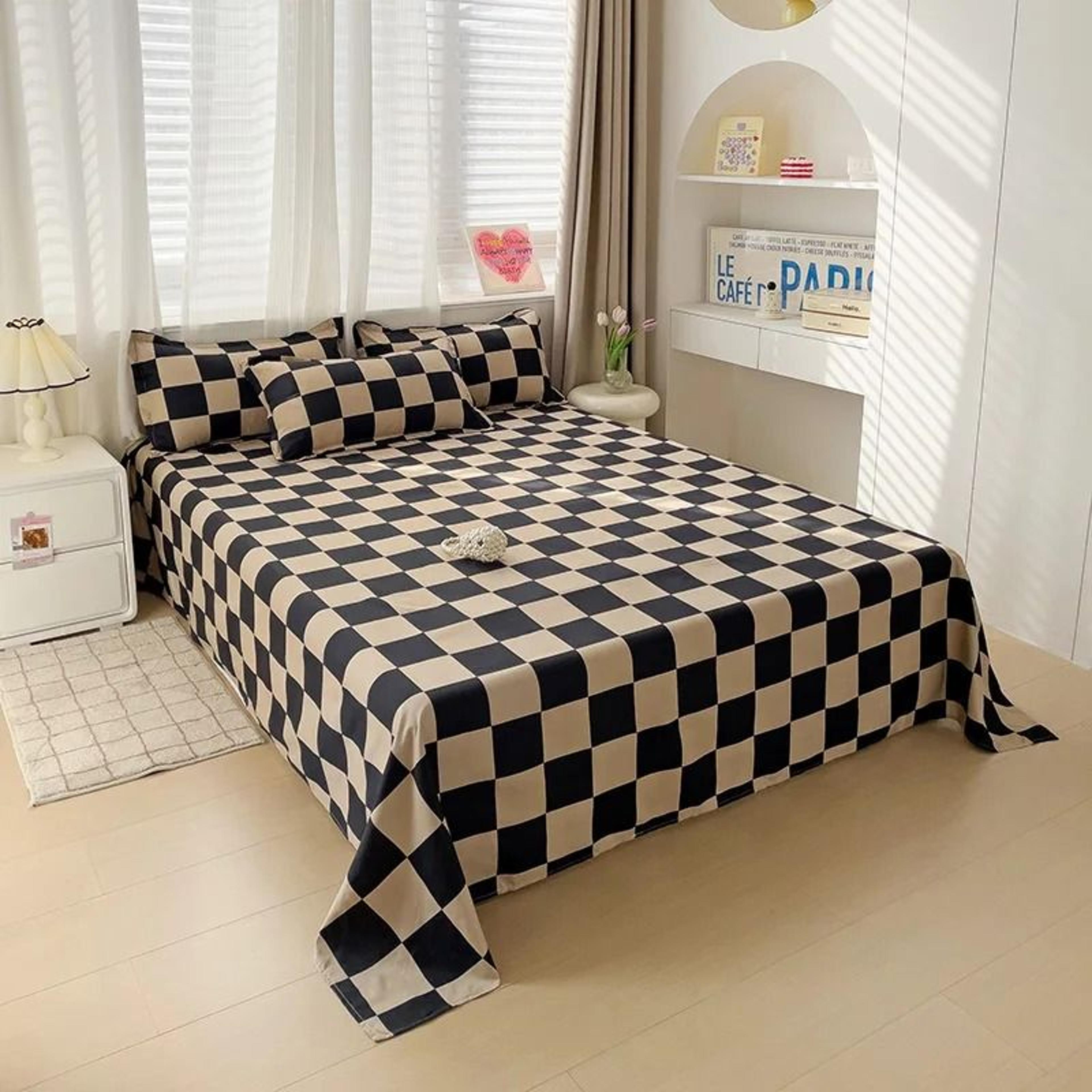 nordic style skin-friendly printed flat bed sheet (washed microfiber top sheet)