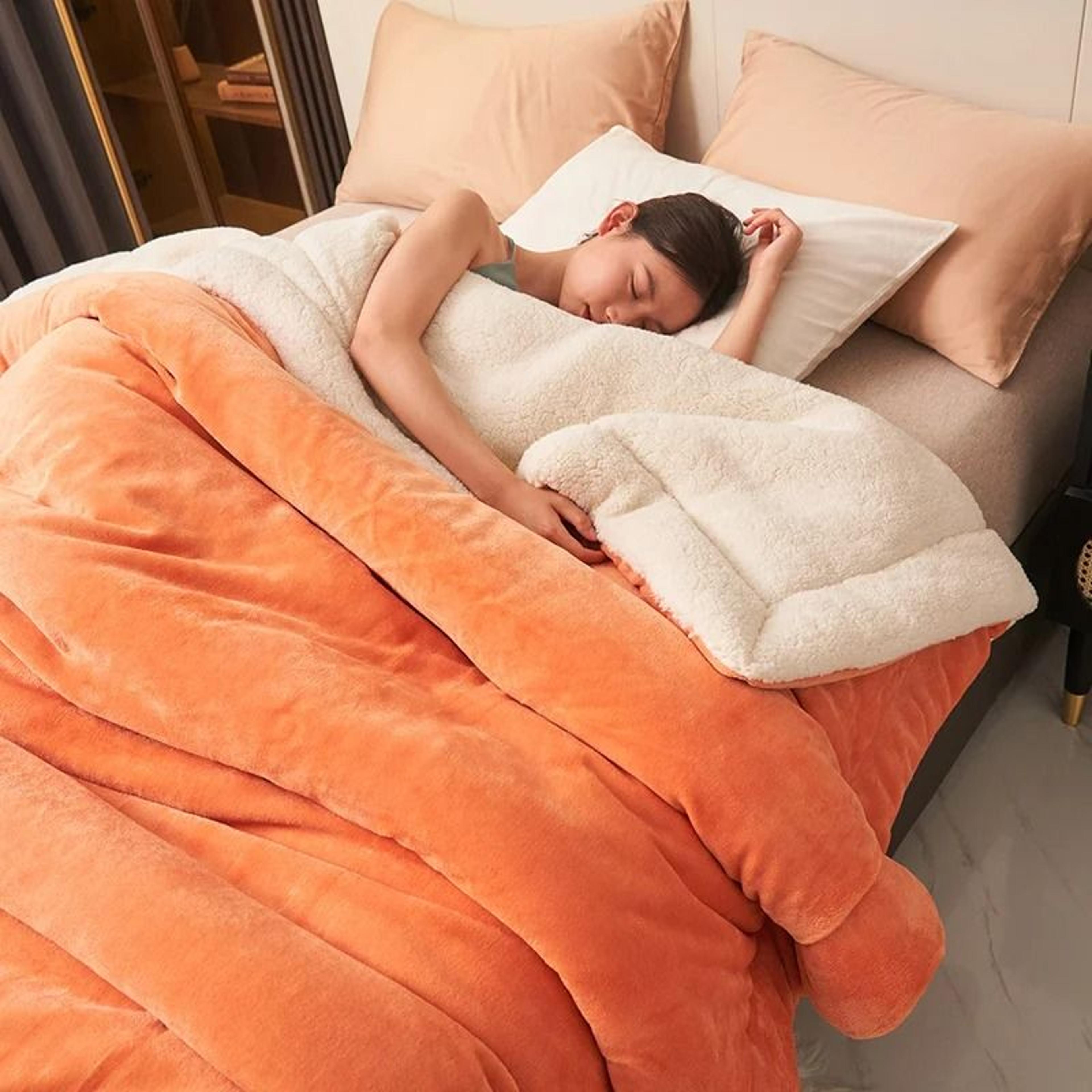 super soft imitation lambswool & milk fleece blanket (thick winter thermal throw)