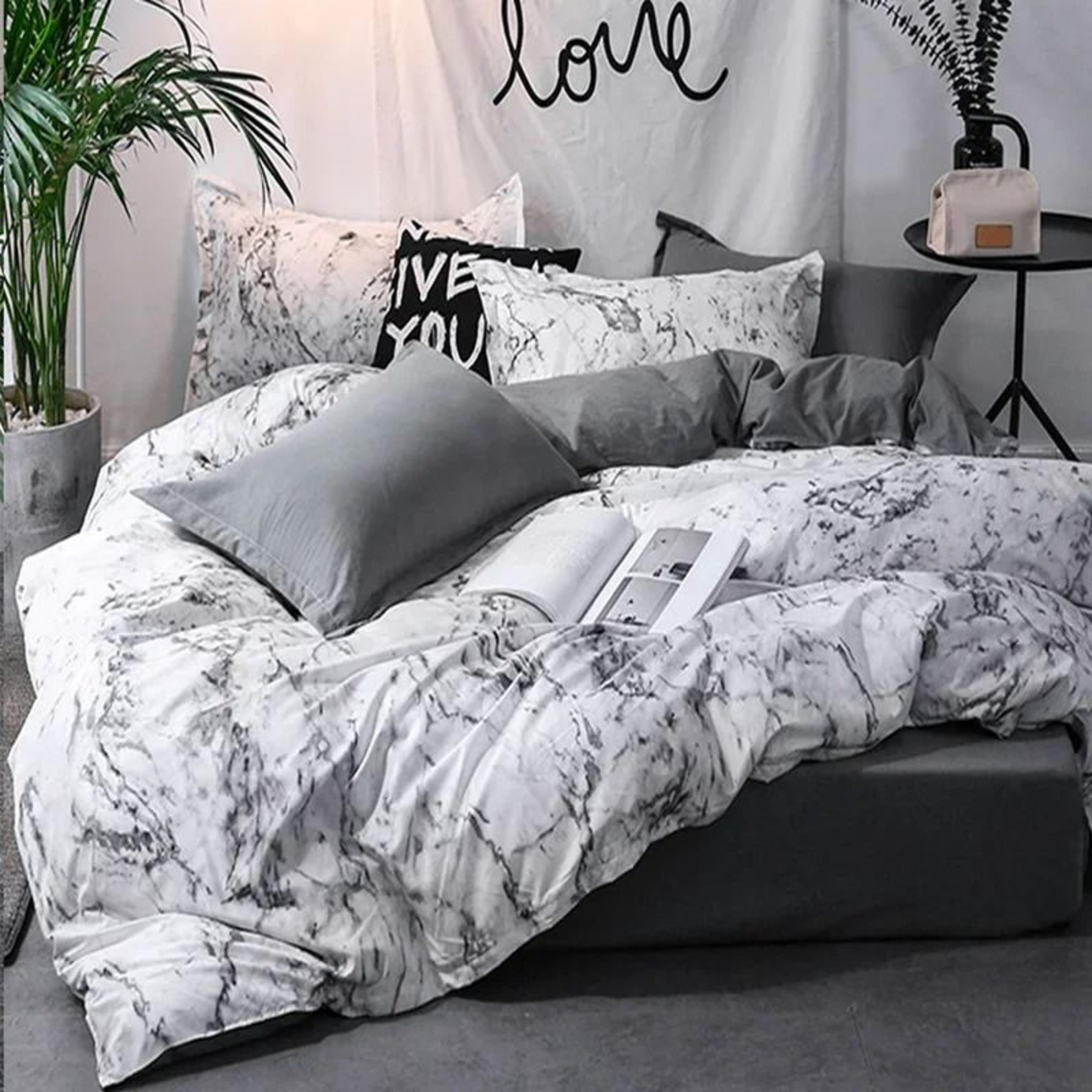 3pcs modern printed duvet cover set with matching pillowcases (comforter quilt cover set for single, double, queen & kin