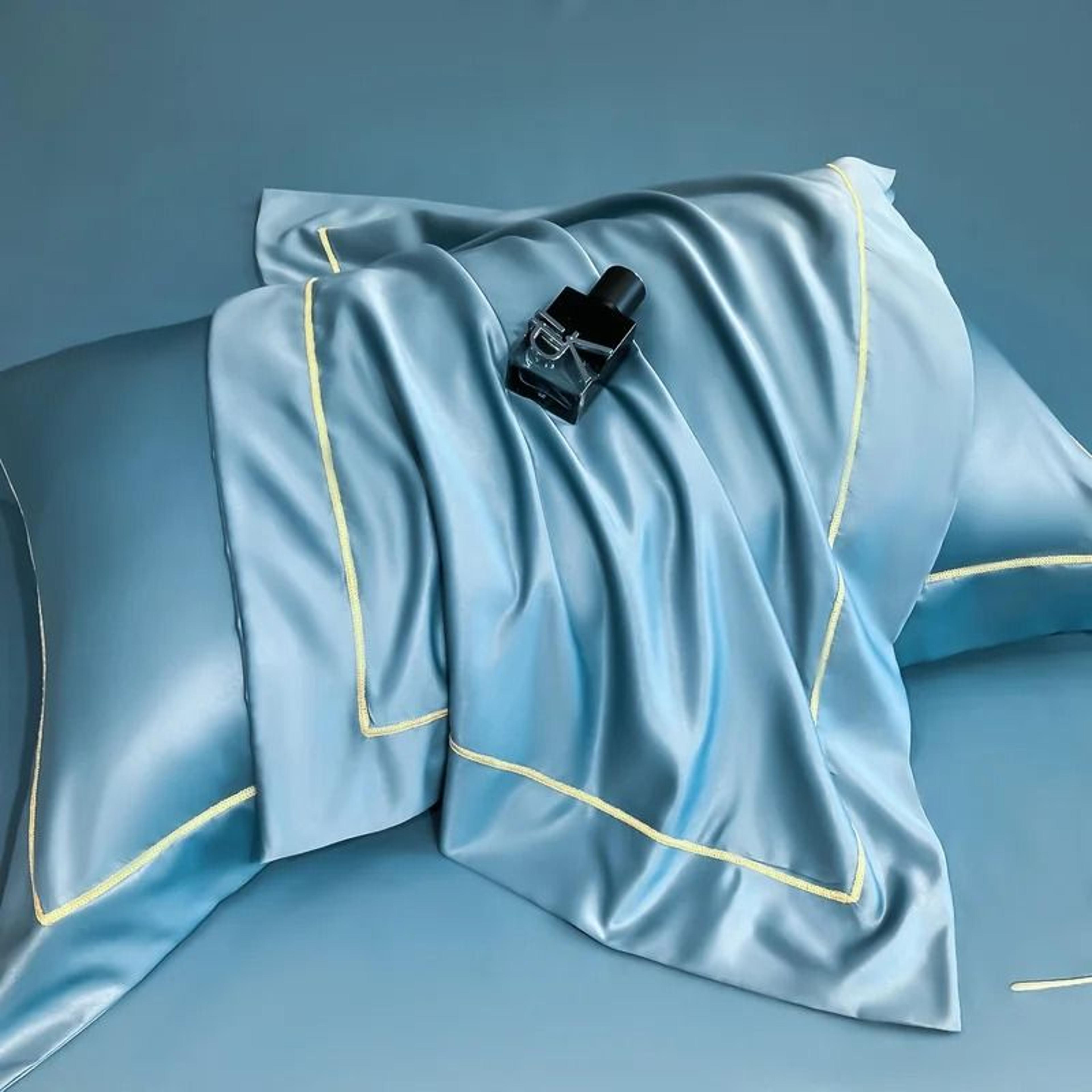 2pcs silky satin pillowcase set (beauty pillow cover for hair & skin 48x74cm)