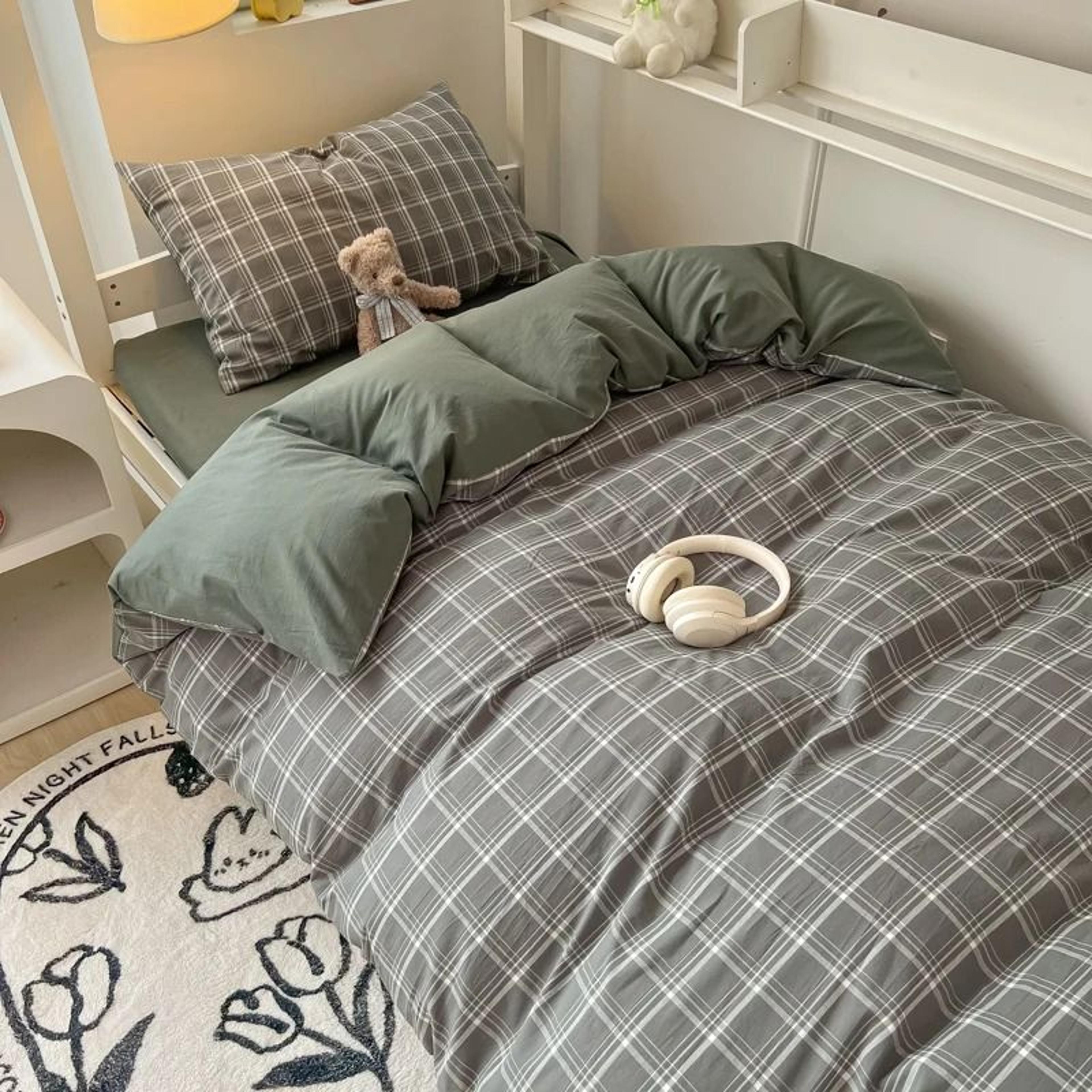 nordic washed cotton bedding set (duvet cover, flat sheet & pillowcase set)