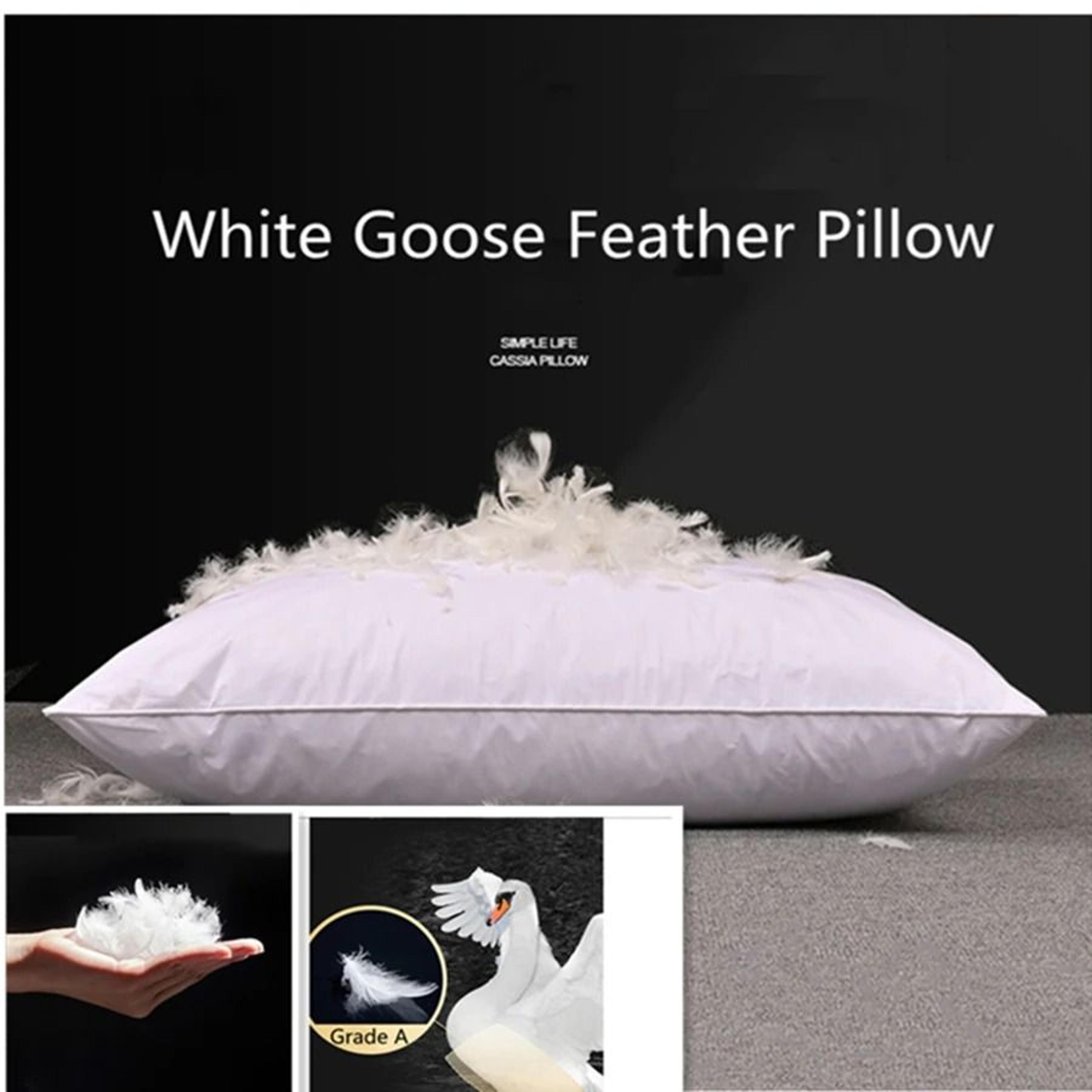 100% white goose feather pillow (five-star hotel grade orthopedic neck pillow, 48x74cm)