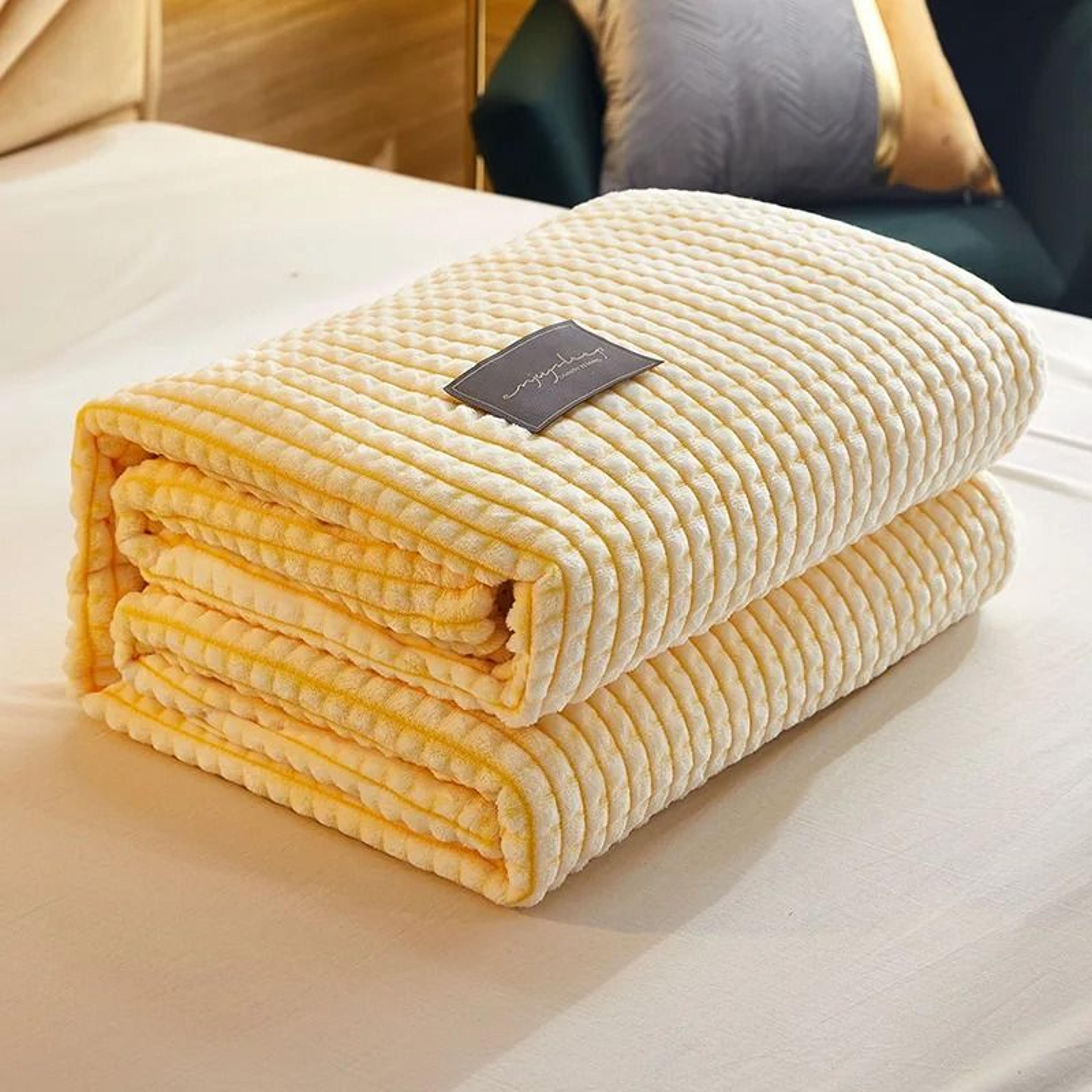 solid milk velvet coral fleece blanket (plush thermal bed sheet & sofa nap throw for single dorm beds)