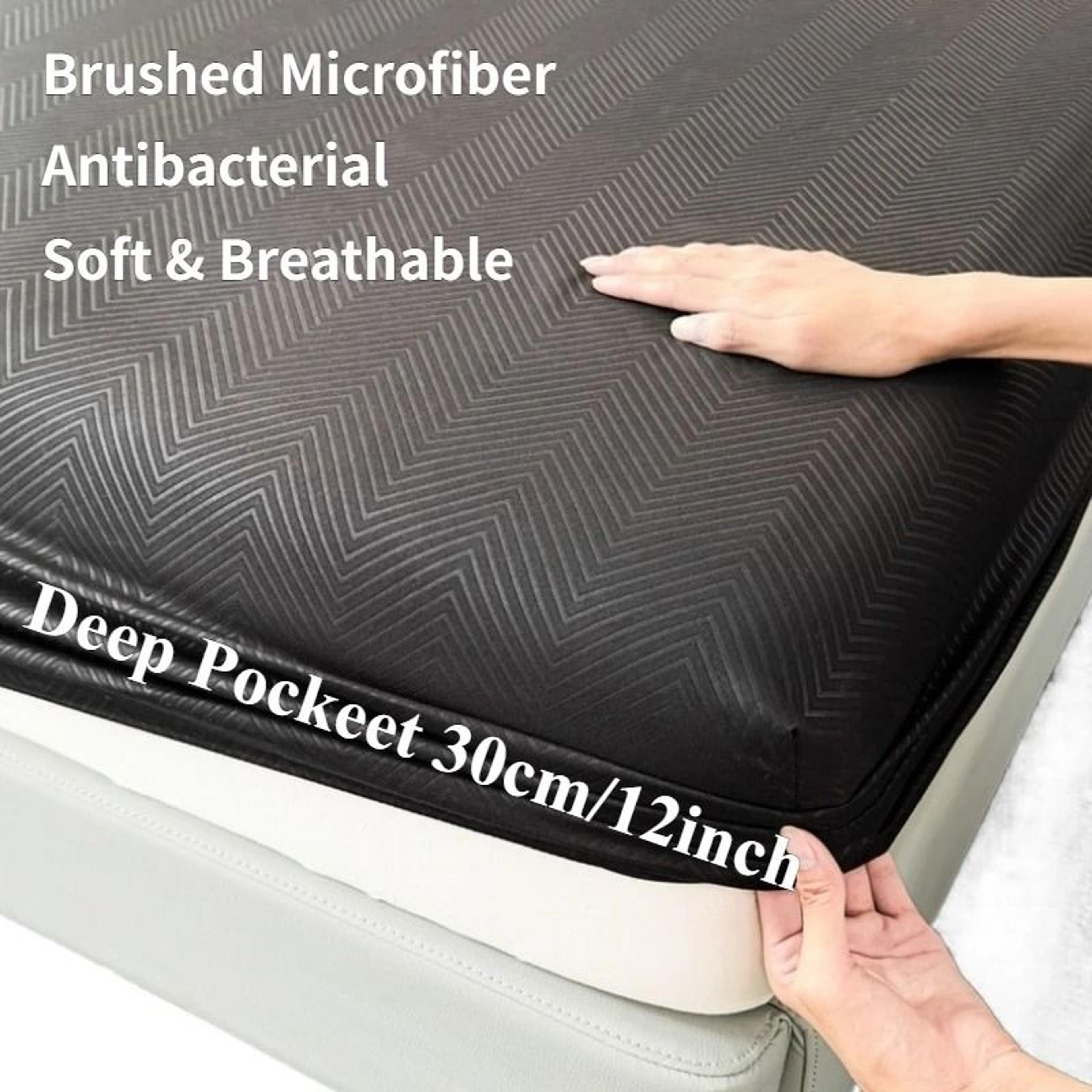 new brushed microfiber embossed fitted sheet (deep pocket 360 elastic breathable bed cover)