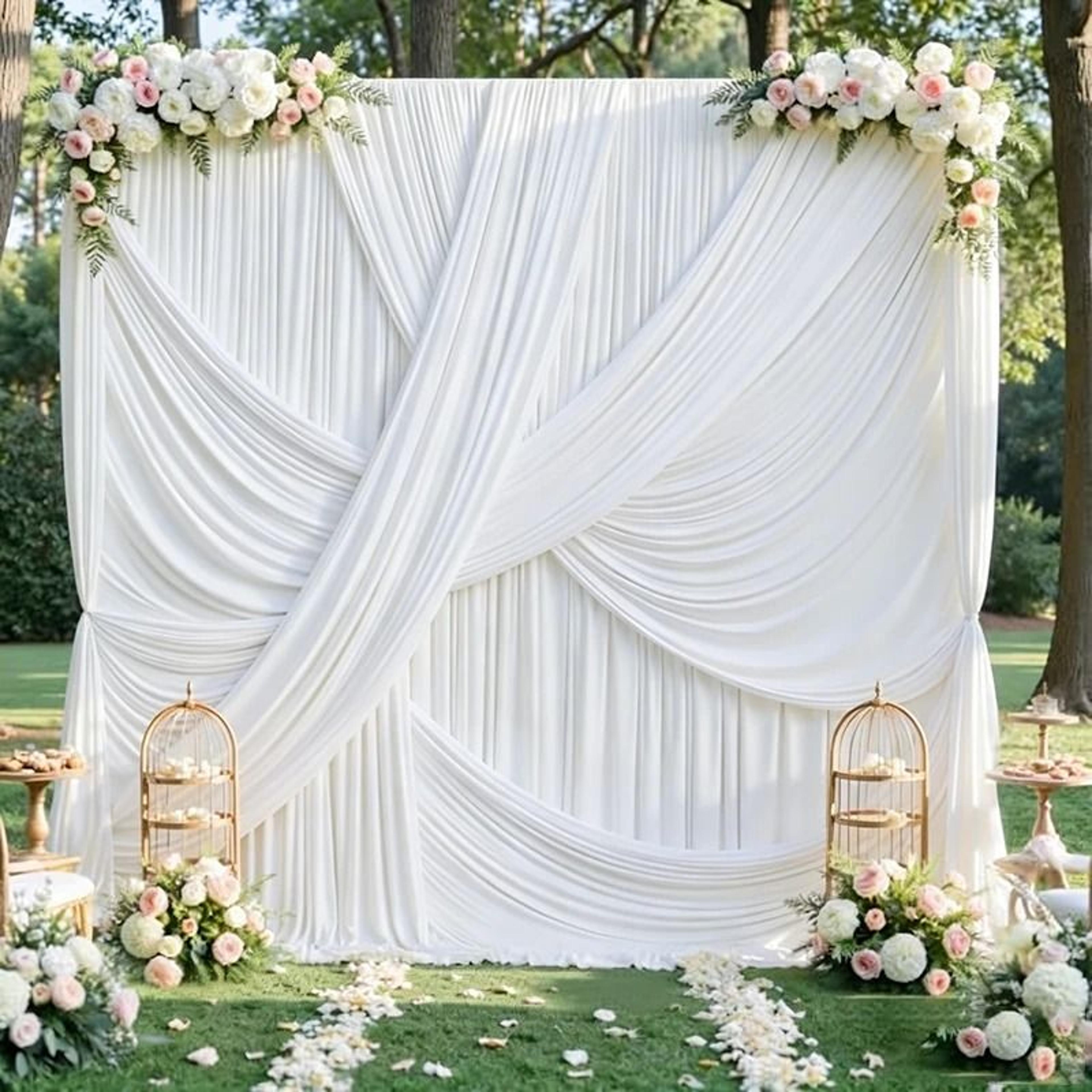 wrinkle-free backdrop curtain drapes (soft sheer fabric background for weddings, photo booths & parties)