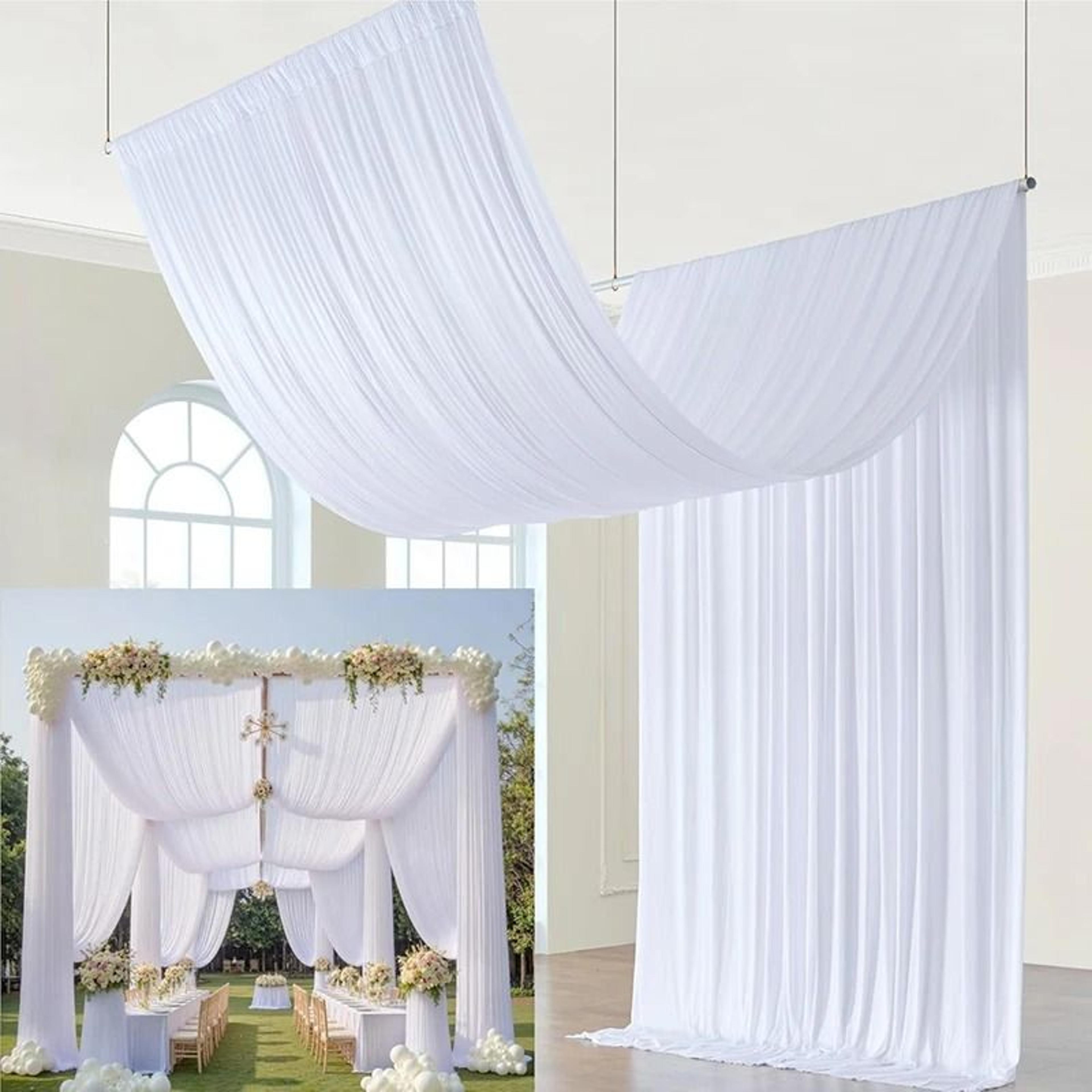 white ceiling backdrop drapes (wrinkle-free tent rod pocket curtains for wedding ceremonies & party decoration)