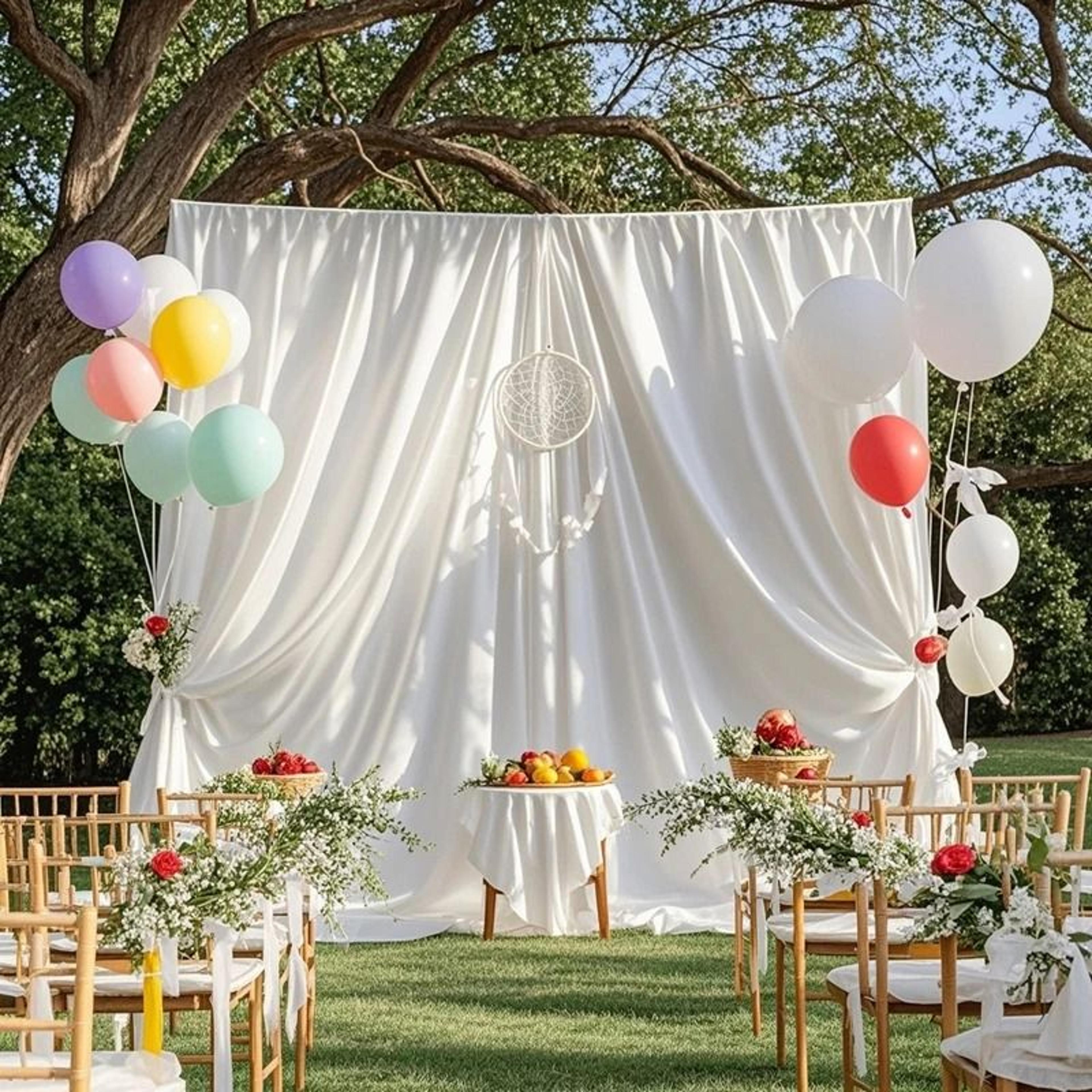 wrinkle-free satin backdrop curtains (silky smooth background drapes for weddings, proms, christmas & baby showers)