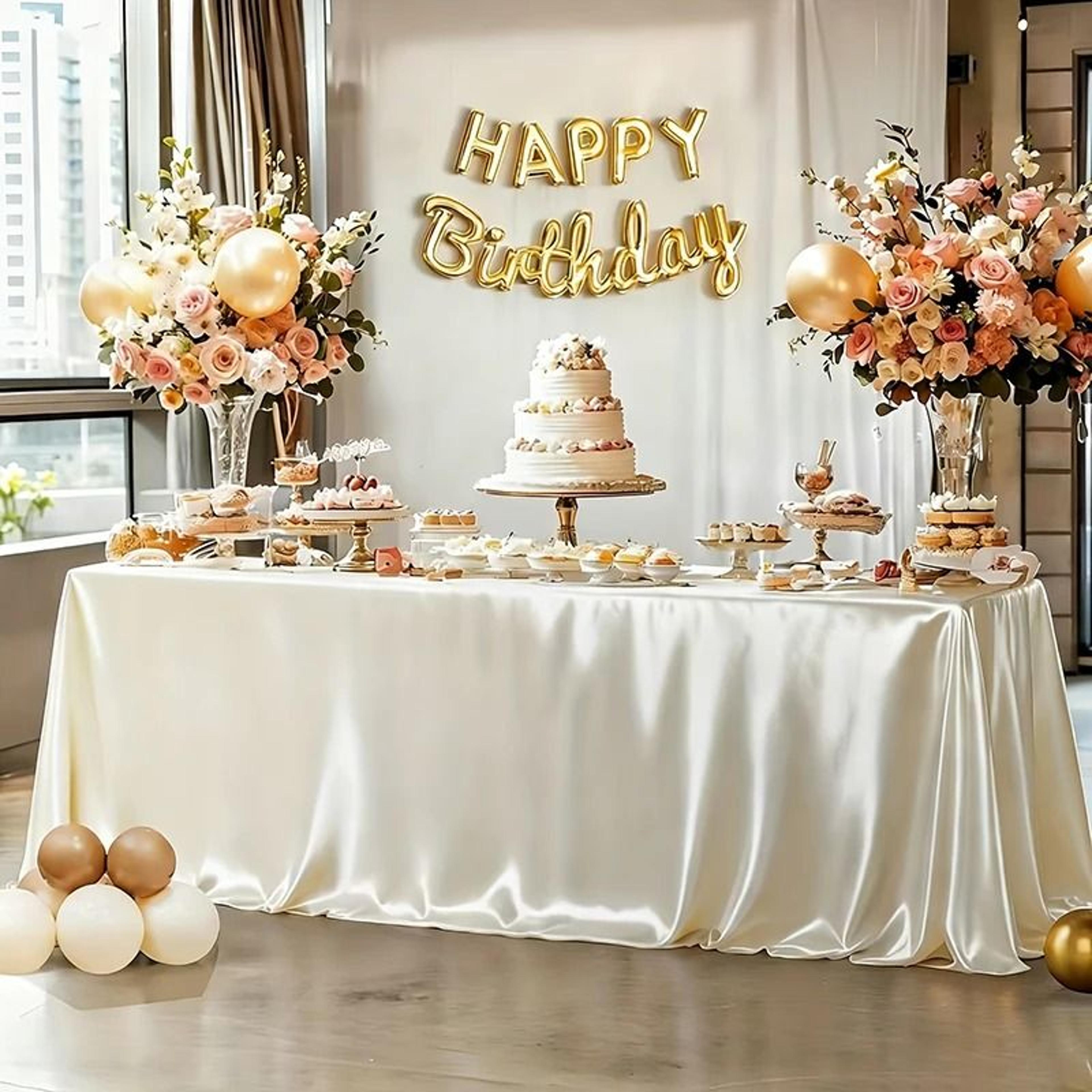 satin tablecloth rectangular fabric cover (silk smooth table drape for wedding & party decor)