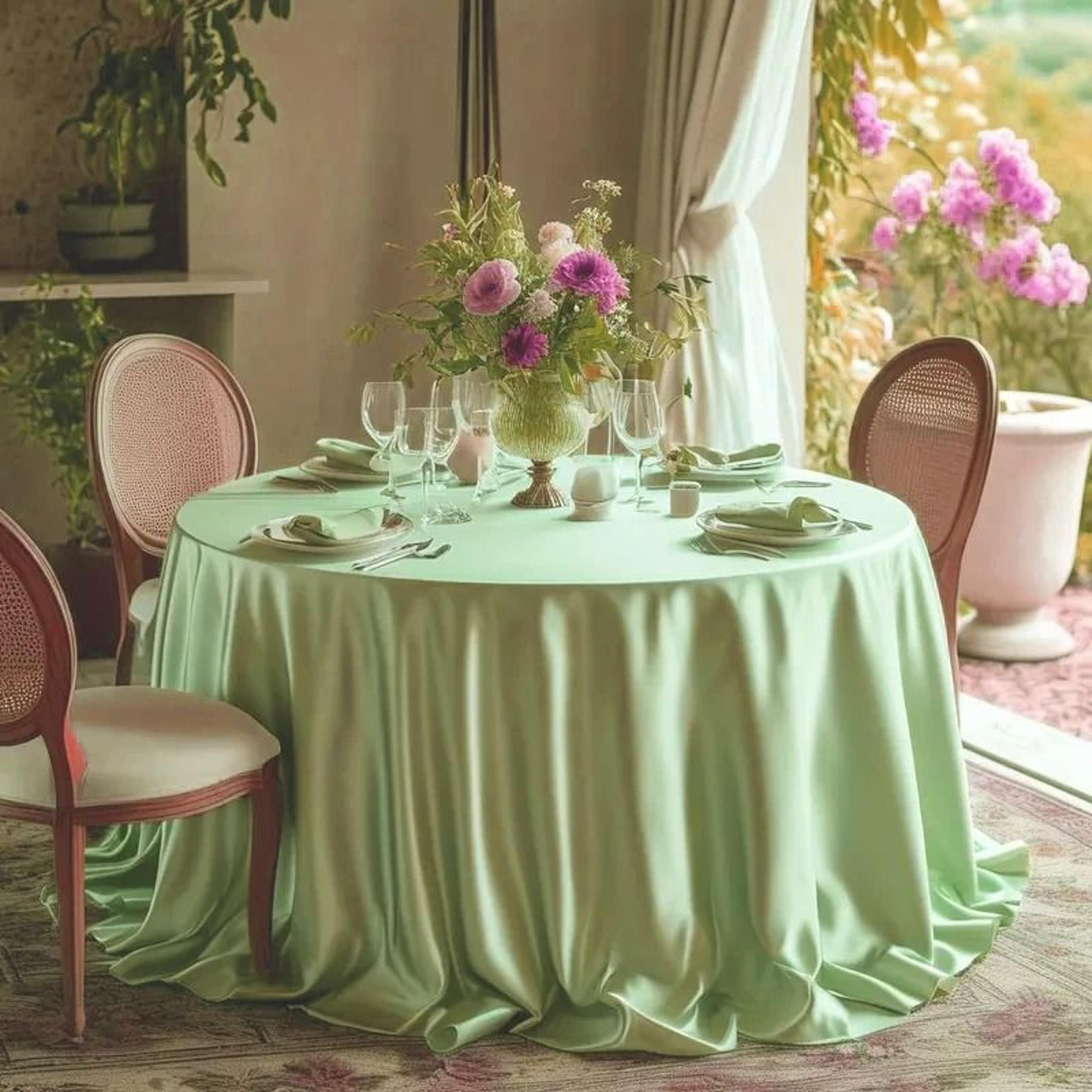 60 inch round satin tablecloth (silk smooth table cover overlay for christmas, dining & wedding decor)