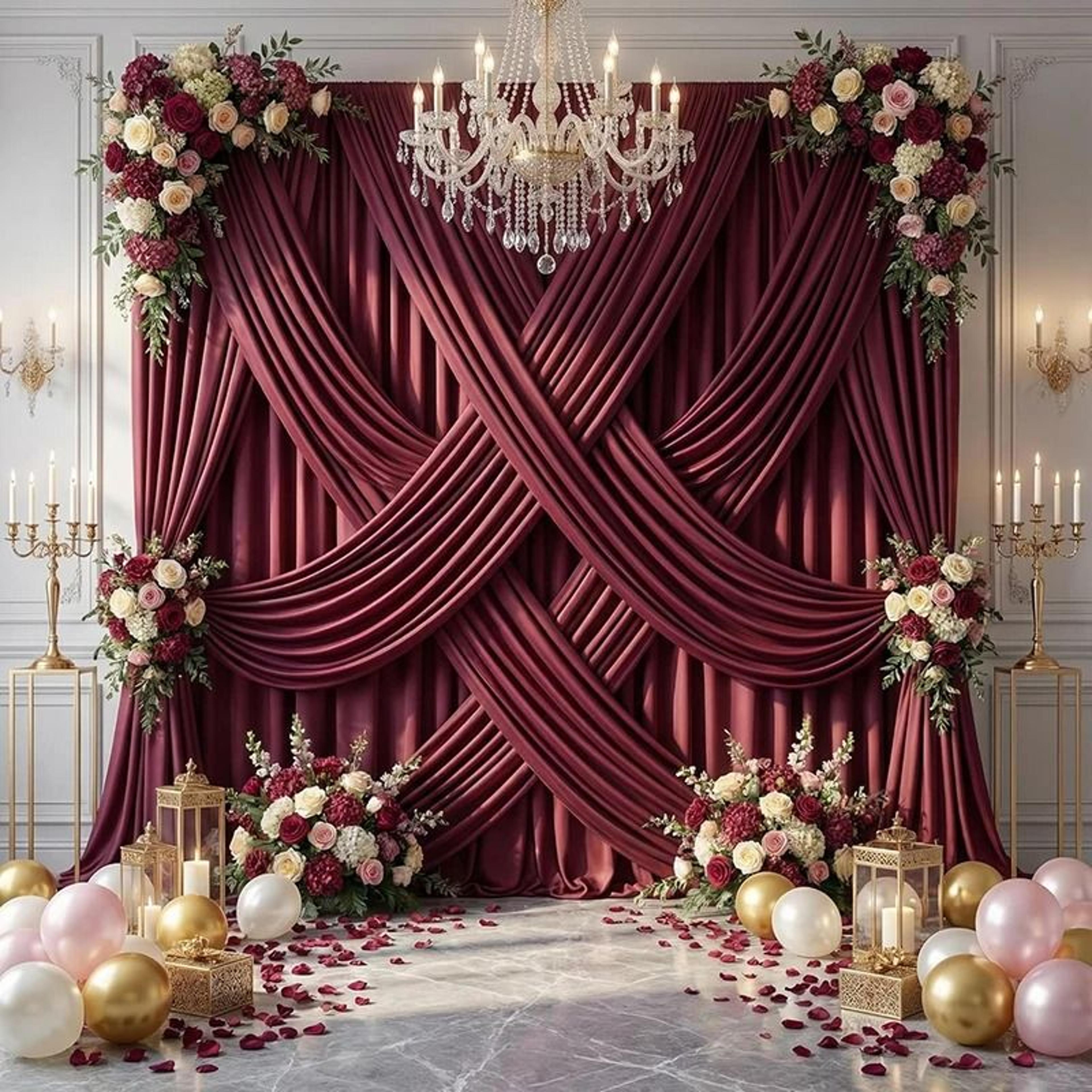burgundy backdrop curtains wrinkle free drapes (polyester background for wedding, baby shower & birthday decor)