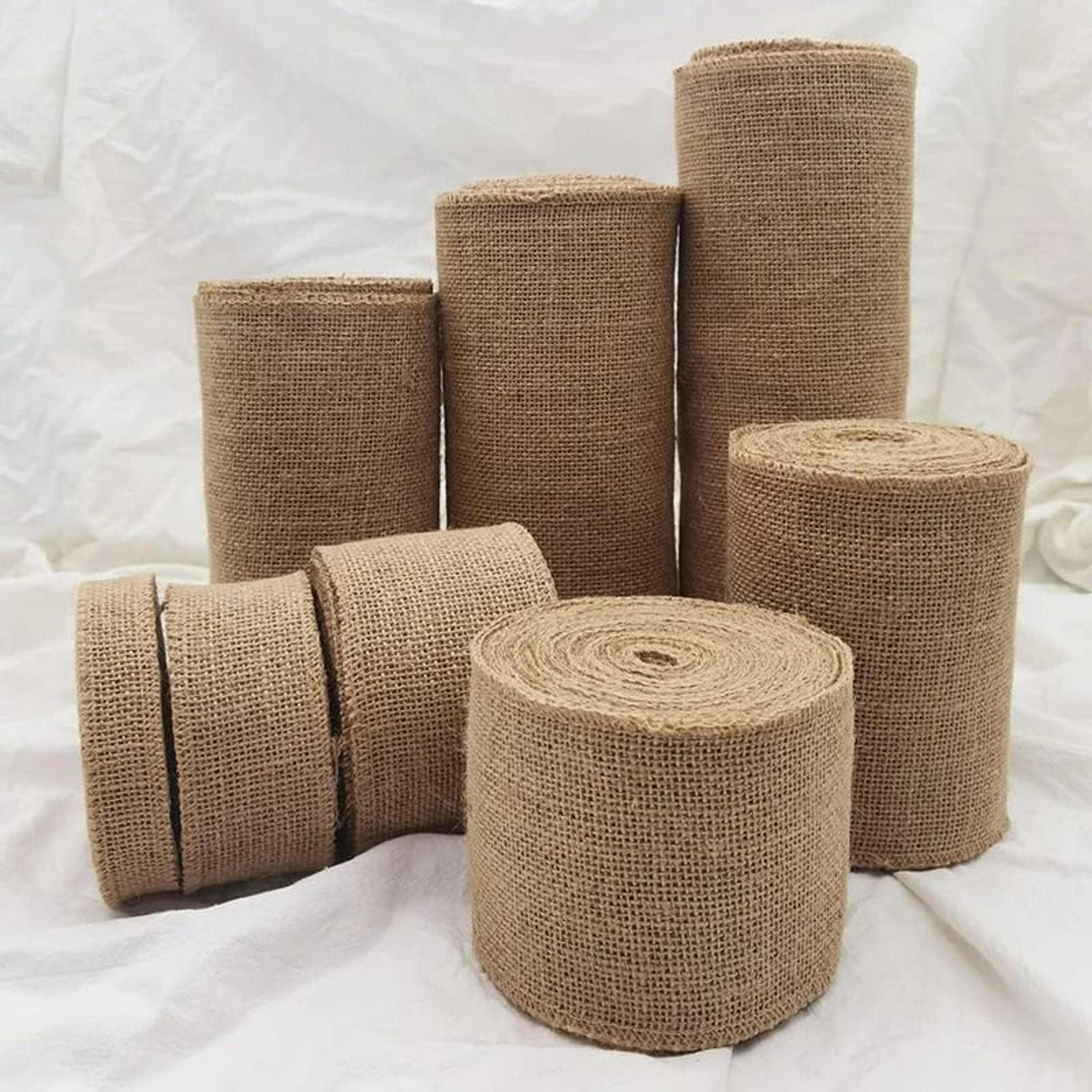 natural jute burlap ribbon fabric roll (vintage craft trim for christmas trees, gifts & table runners)