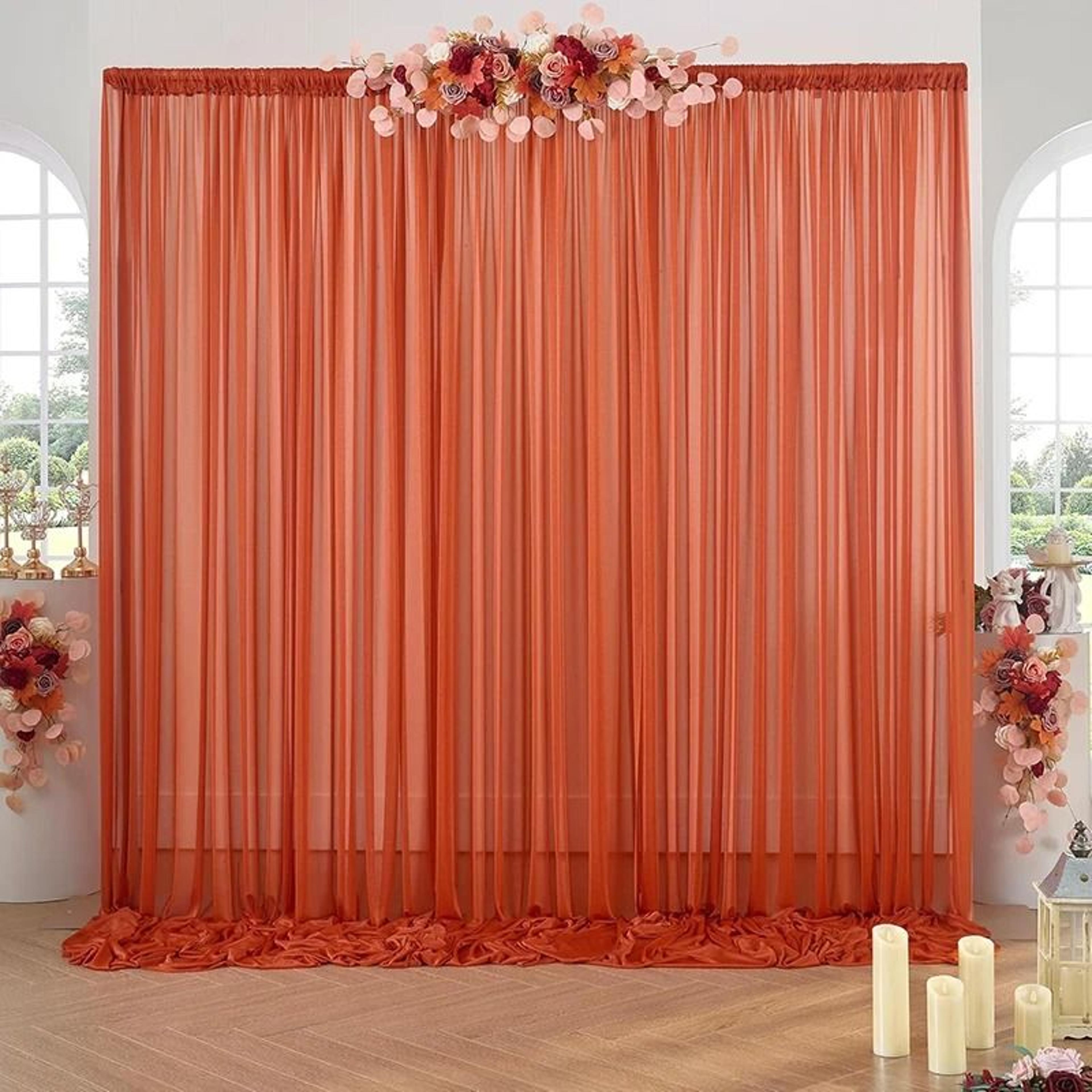5x10ft wrinkle free chiffon backdrop curtain (slight glimmer sheer drape for wedding & birthday decor)