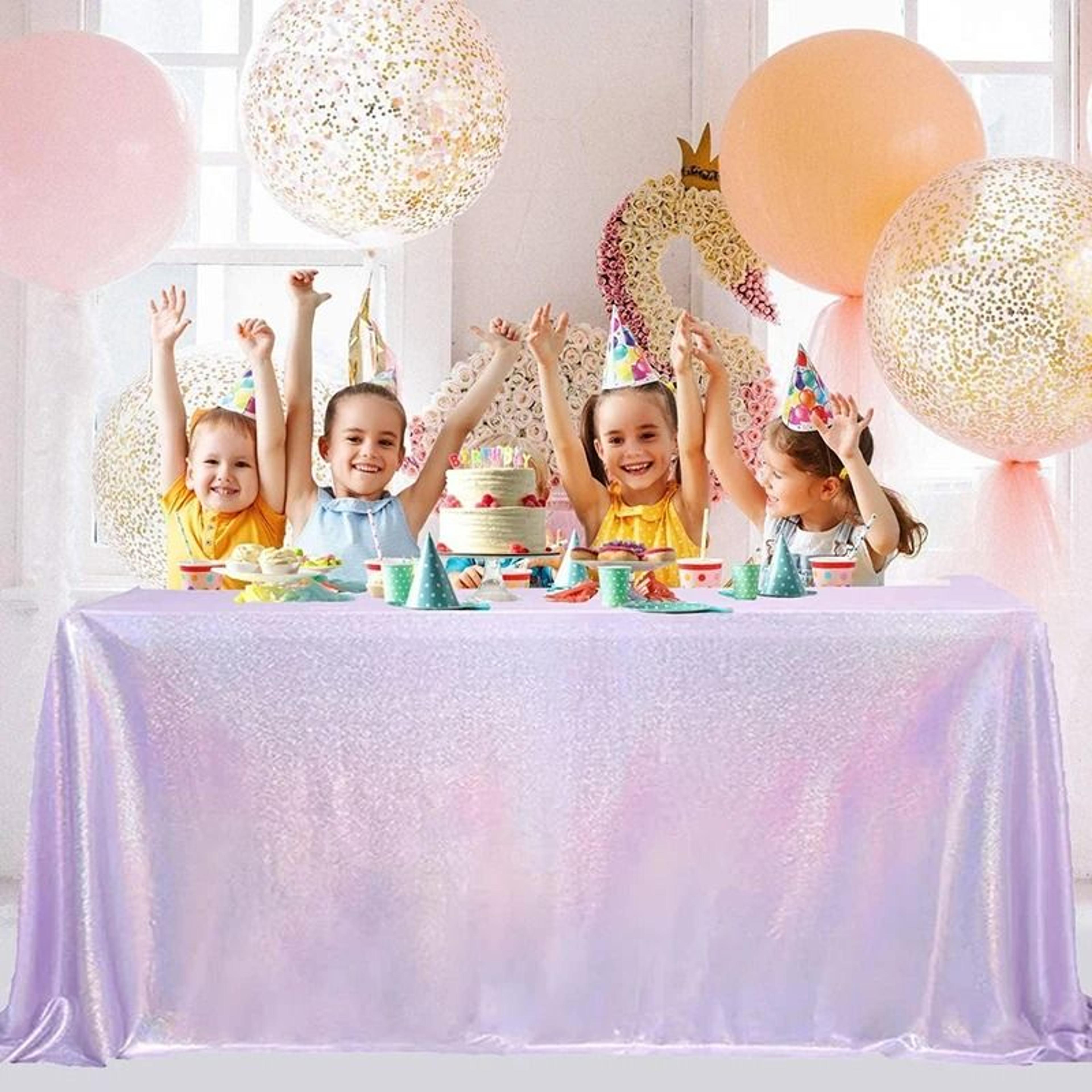 lavender iridescent sequin tablecloth (sparkle rectangular cover for birthday, wedding & party decor)