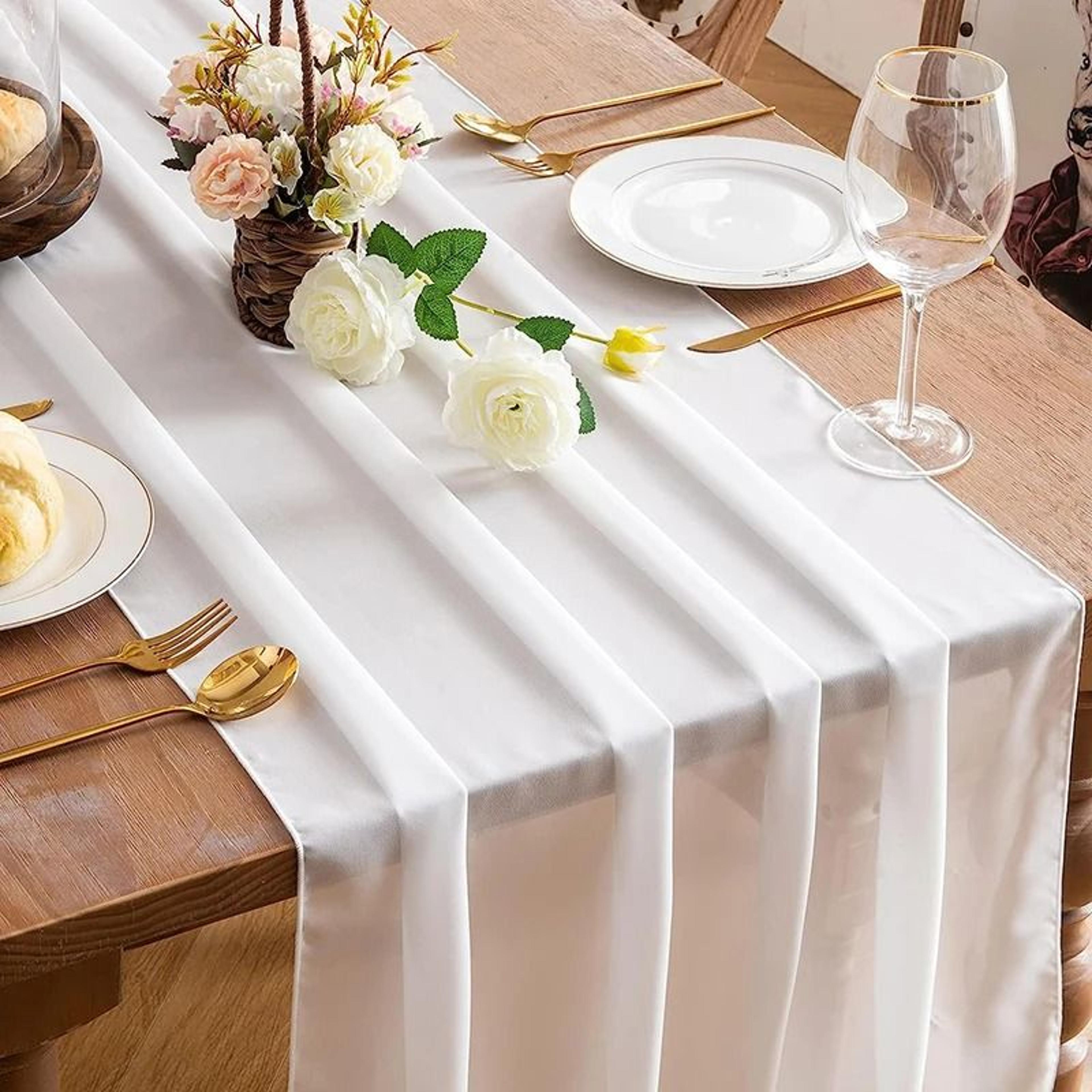 white chiffon sheer table runner (ethereal romantic drape for wedding, baby shower & party decor)