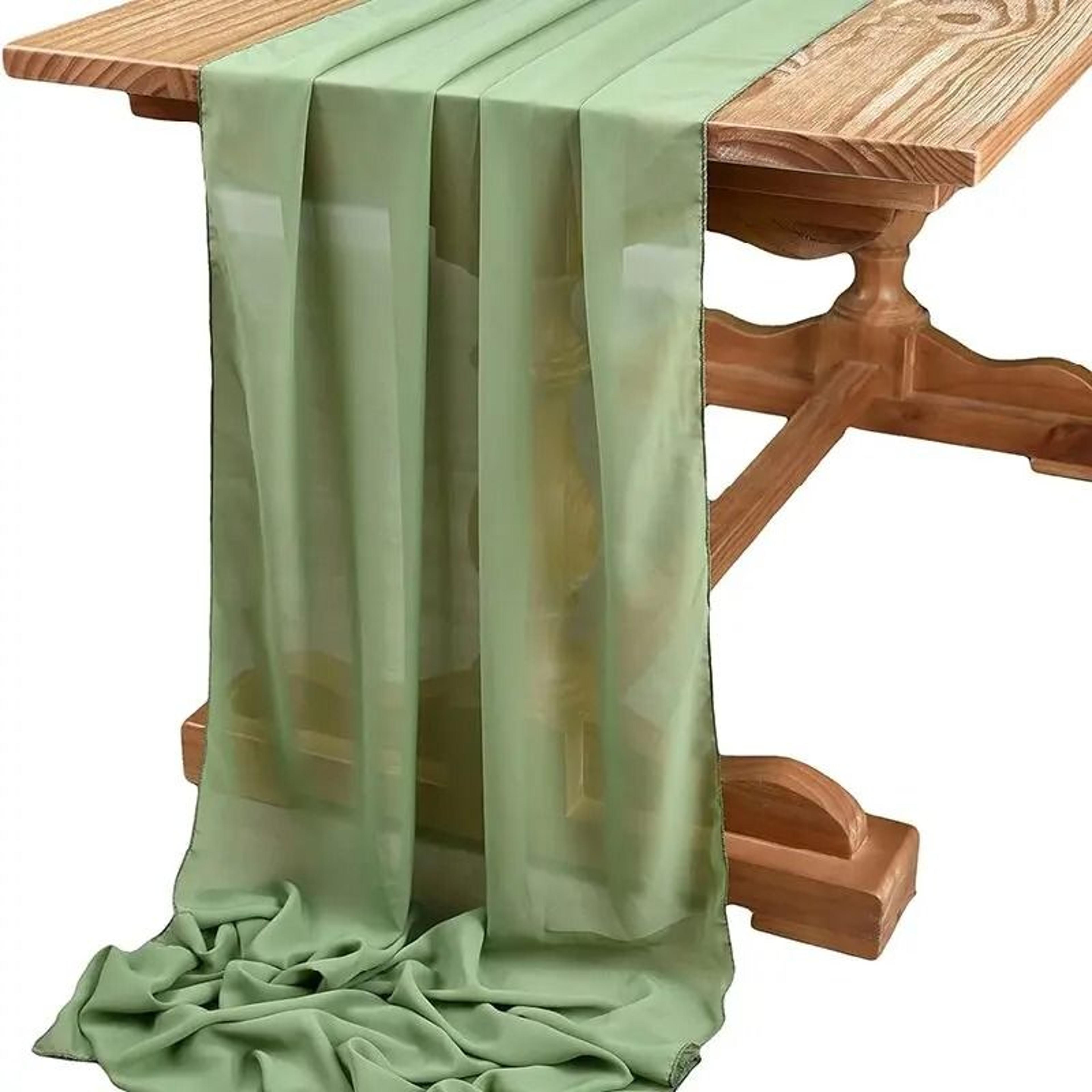 sage green chiffon table runner (rustic sheer gauze decor for wedding & baby shower)