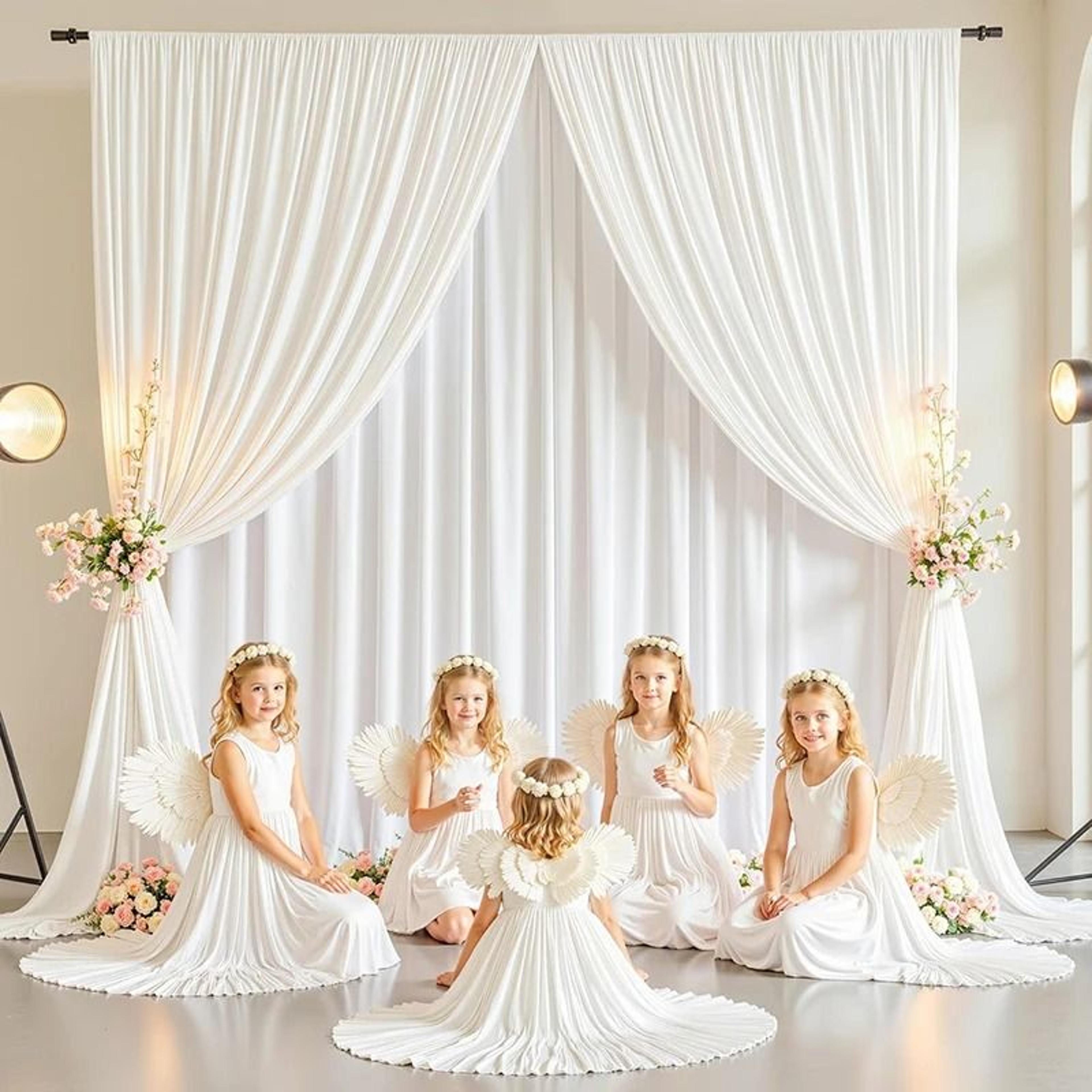white polyester backdrop curtain panel (drape for wedding, photo studio & blackout window use)