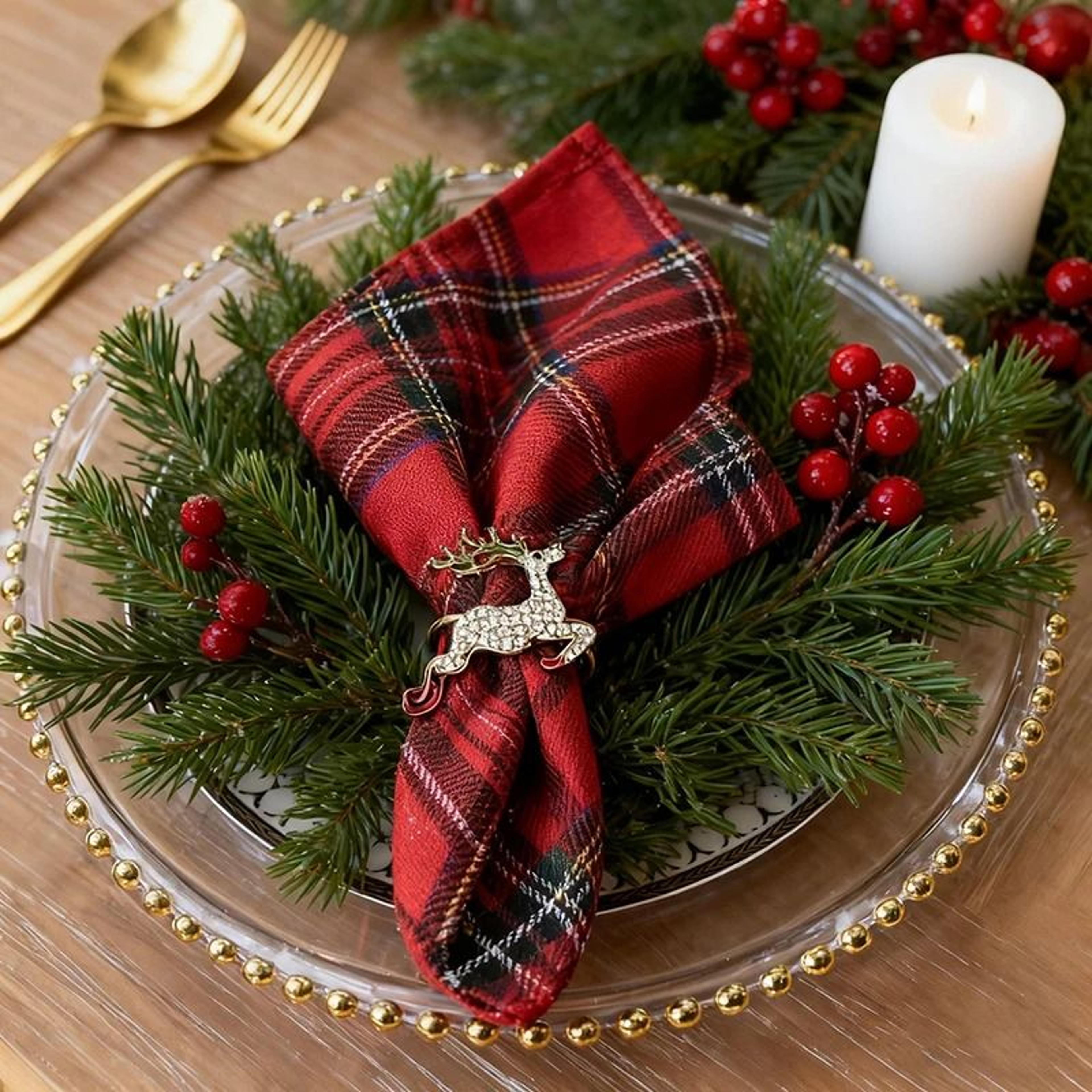 christmas buffalo check cotton placemats (set of 4 reusable xmas dinner mats for kitchen)