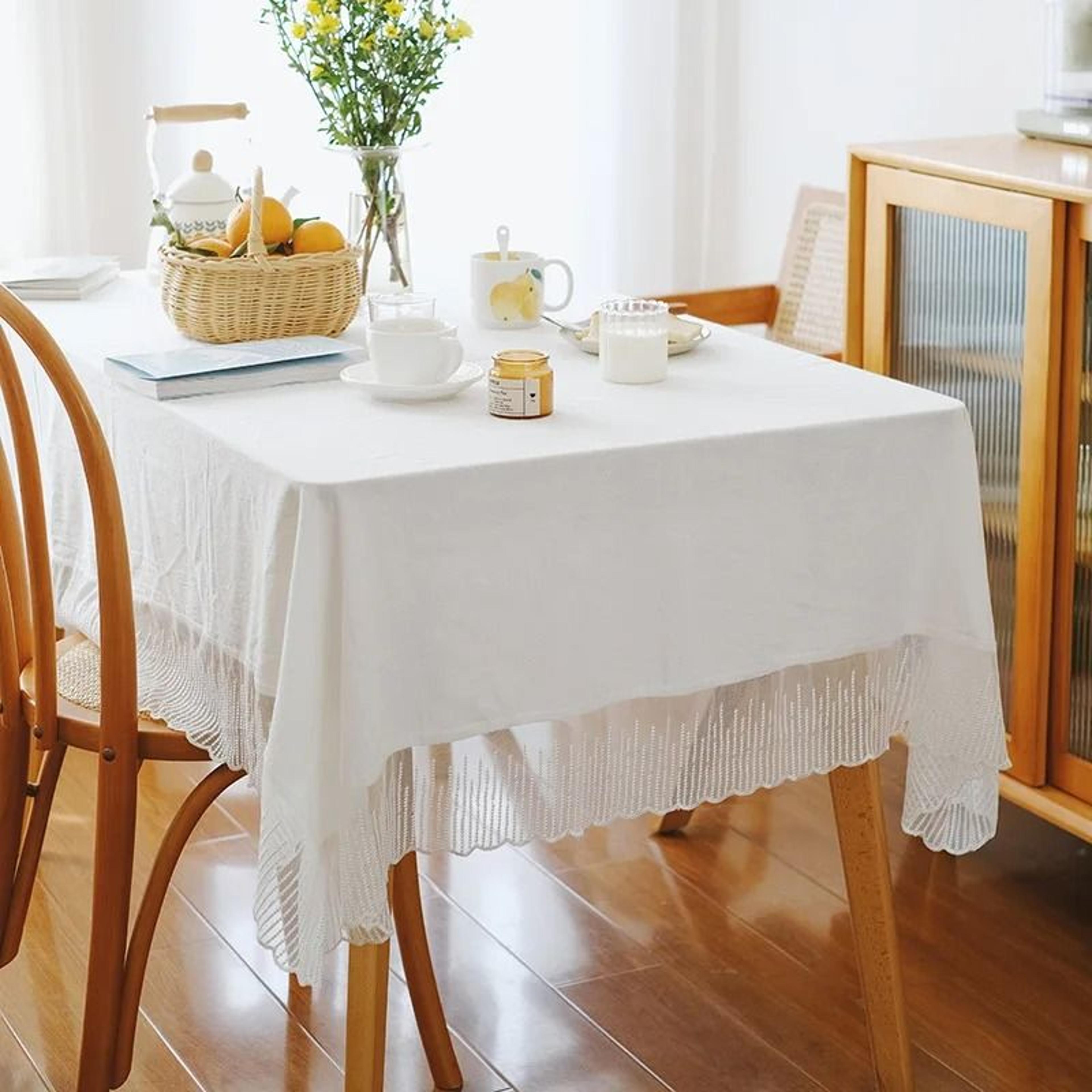 white french style meteor shower lace tablecloth (delicate dressing & coffee table cover for wedding & christmas decor)