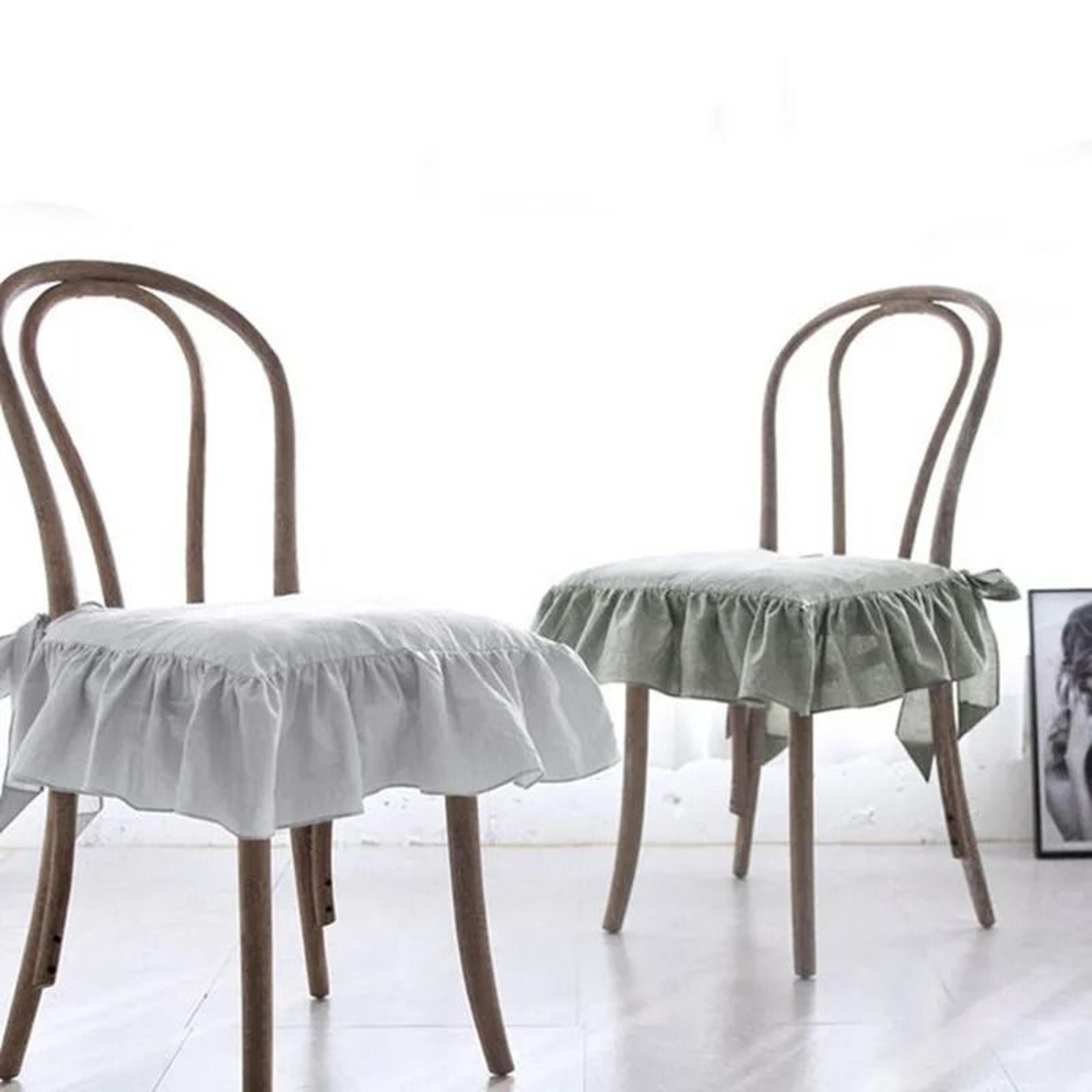 white lace ruffled chair cover (removable washable slipcover protector for dining, kitchen & office chairs)