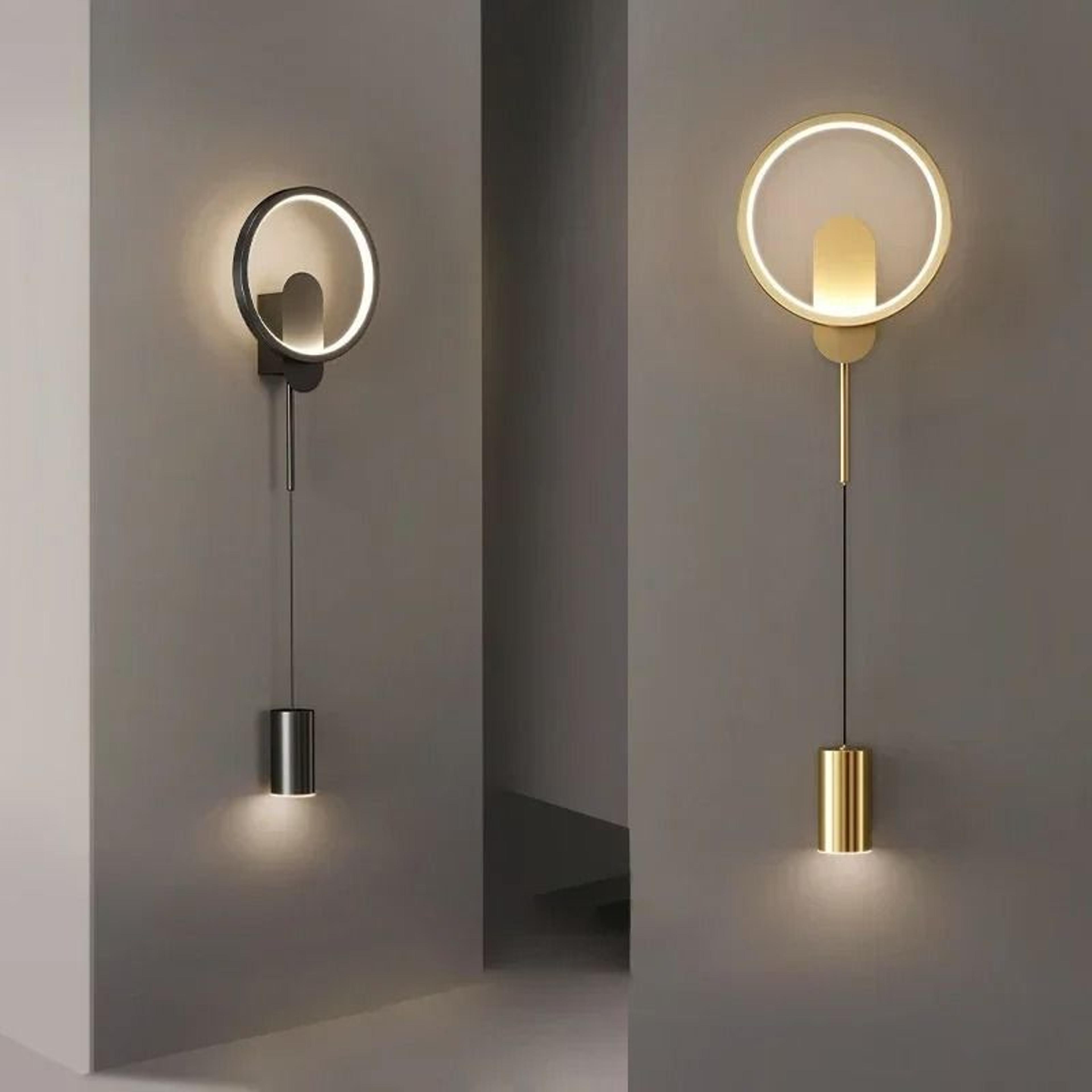 modern black & gold led wall lamp (nordic architectural sconce for bedroom, hallway & staircase)