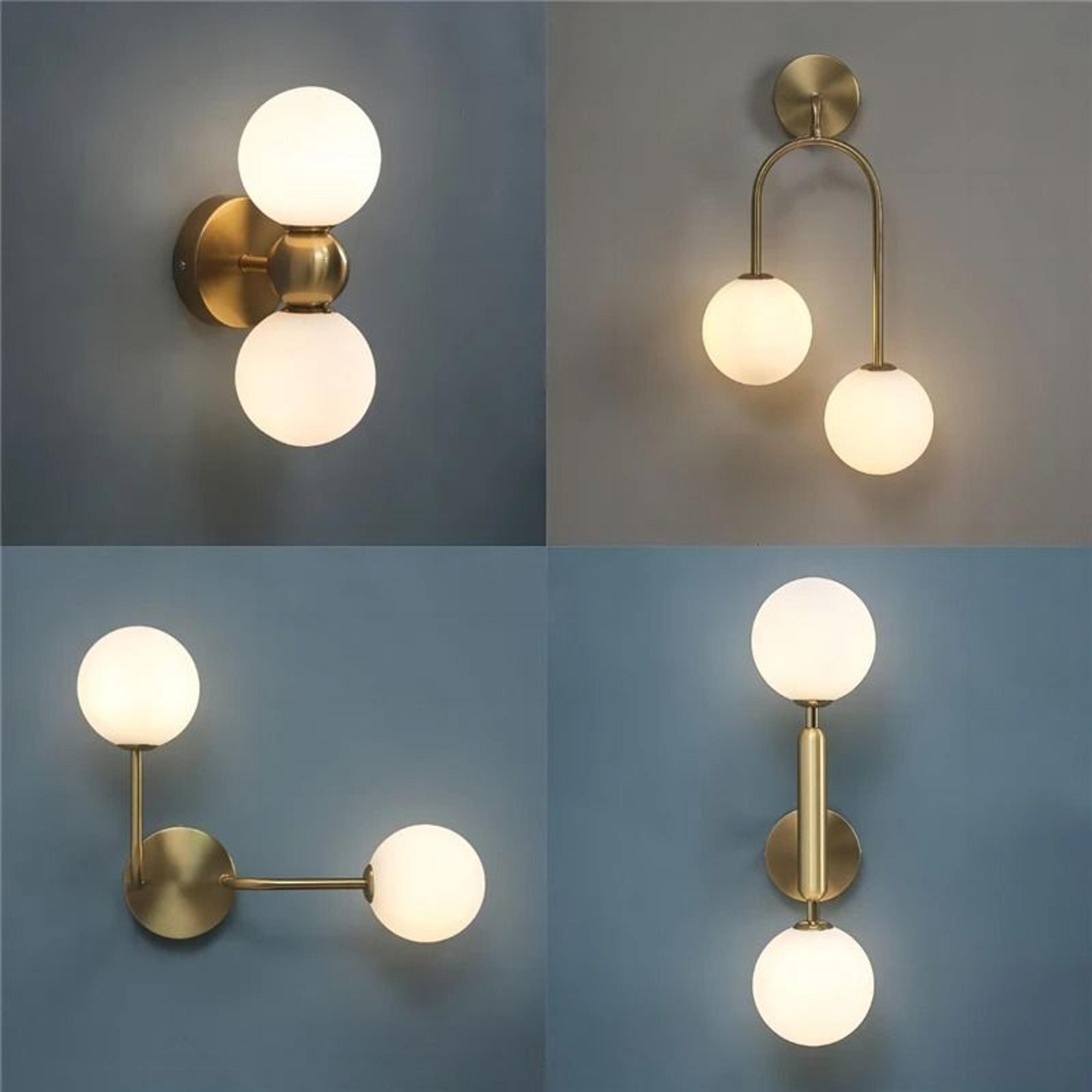 creative glass ball modern led wall lamp (spherical globe sconce for bedroom bedside & living room)