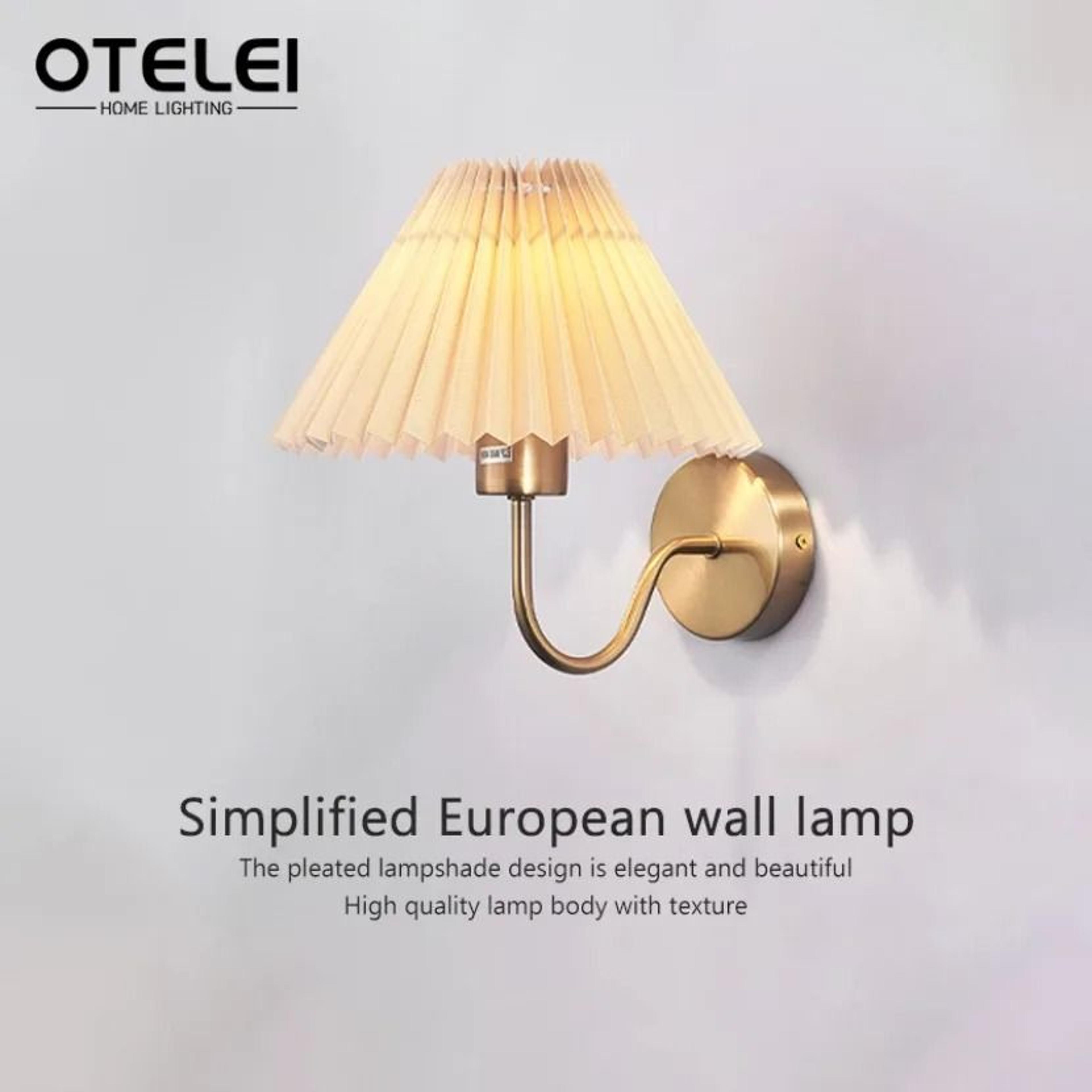 nordic retro pleated umbrella led wall lamp (creative decorative sconce for bedroom bedside & living room)