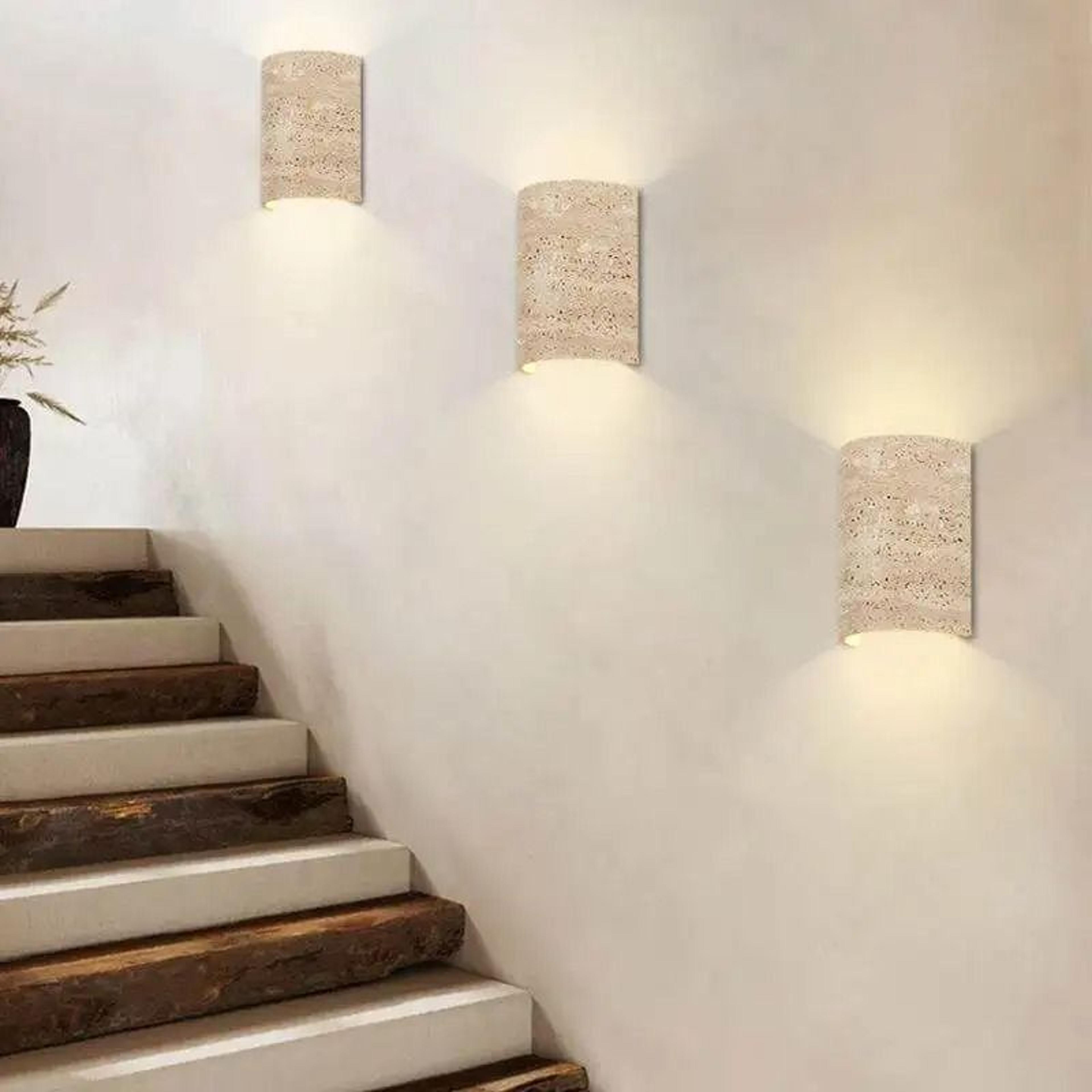 wabi sabi yellow travertine waterproof outdoor led wall light