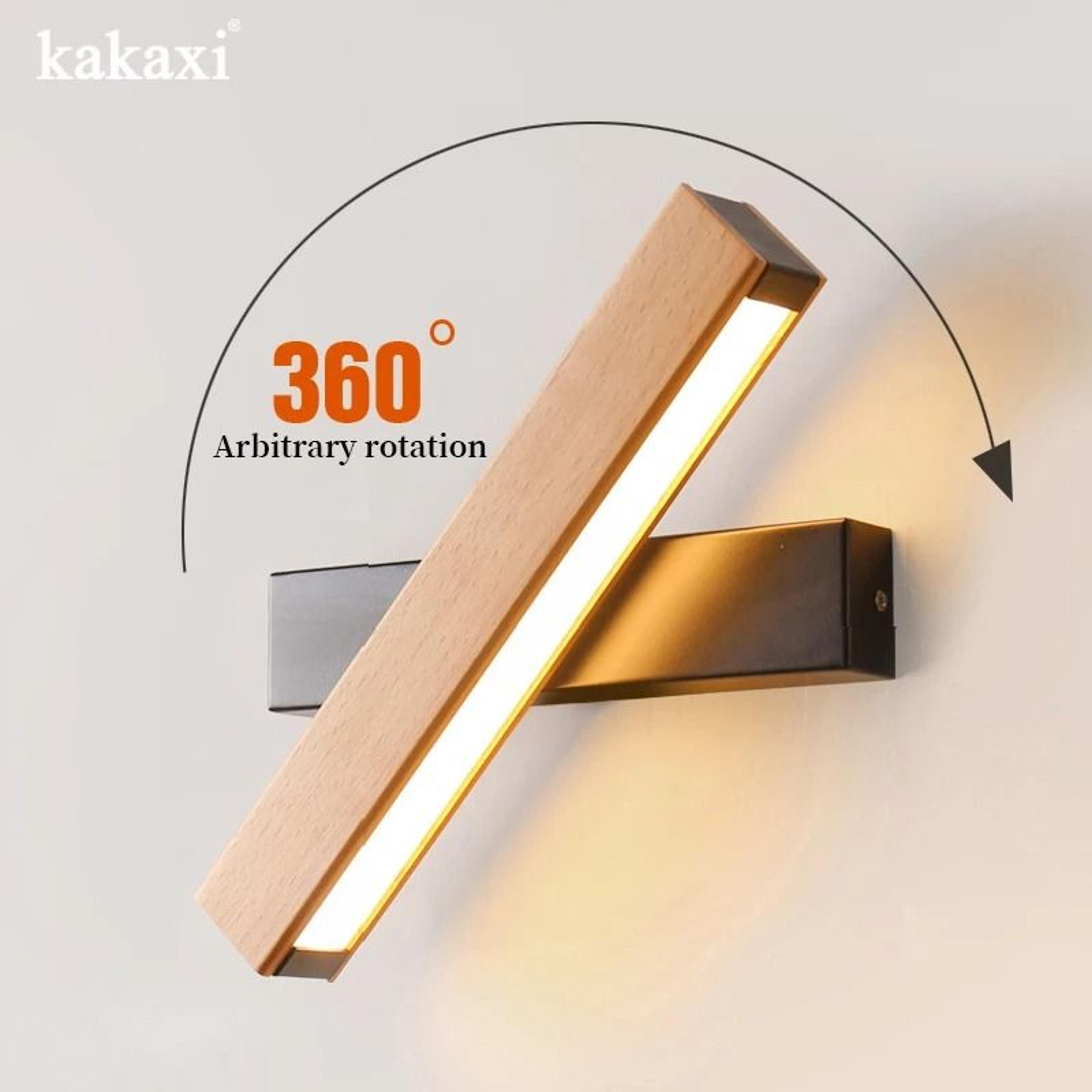 nordic rotatable solid wood led wall lamp adjustable bedside light