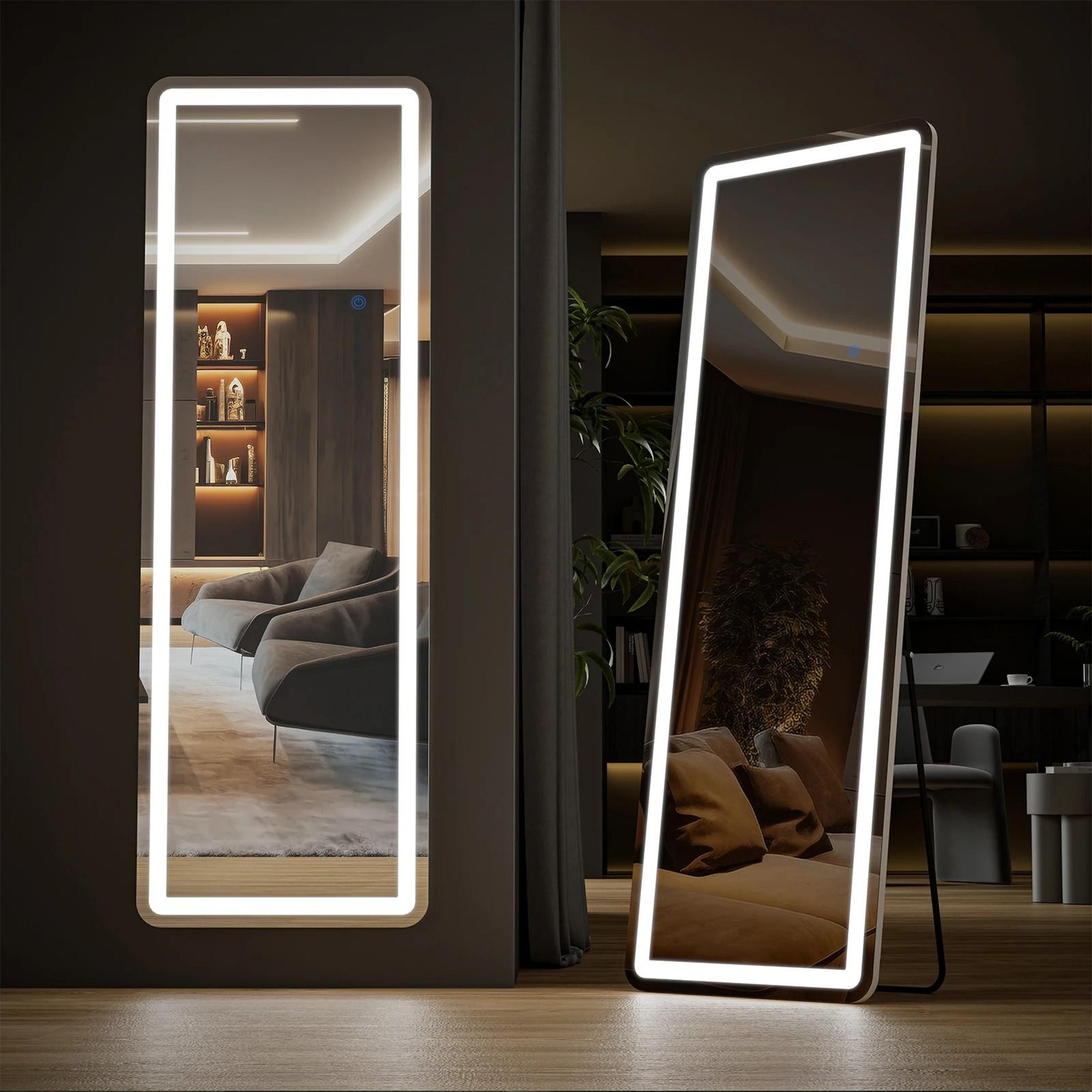 jhk 64x21 inch led full length mirror with stand & aluminum frame