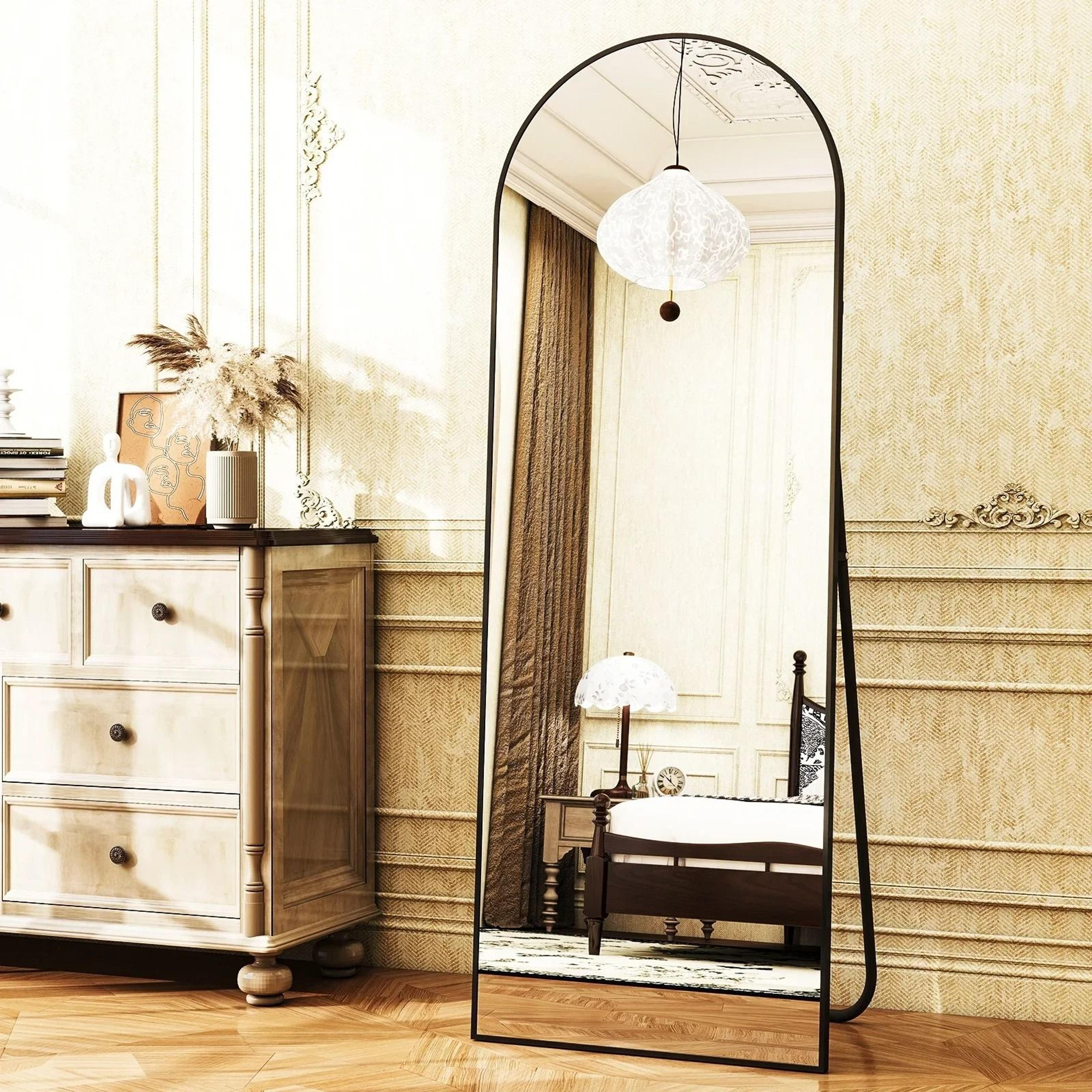 arched aluminum alloy full-length floor mirror for home decor & styling