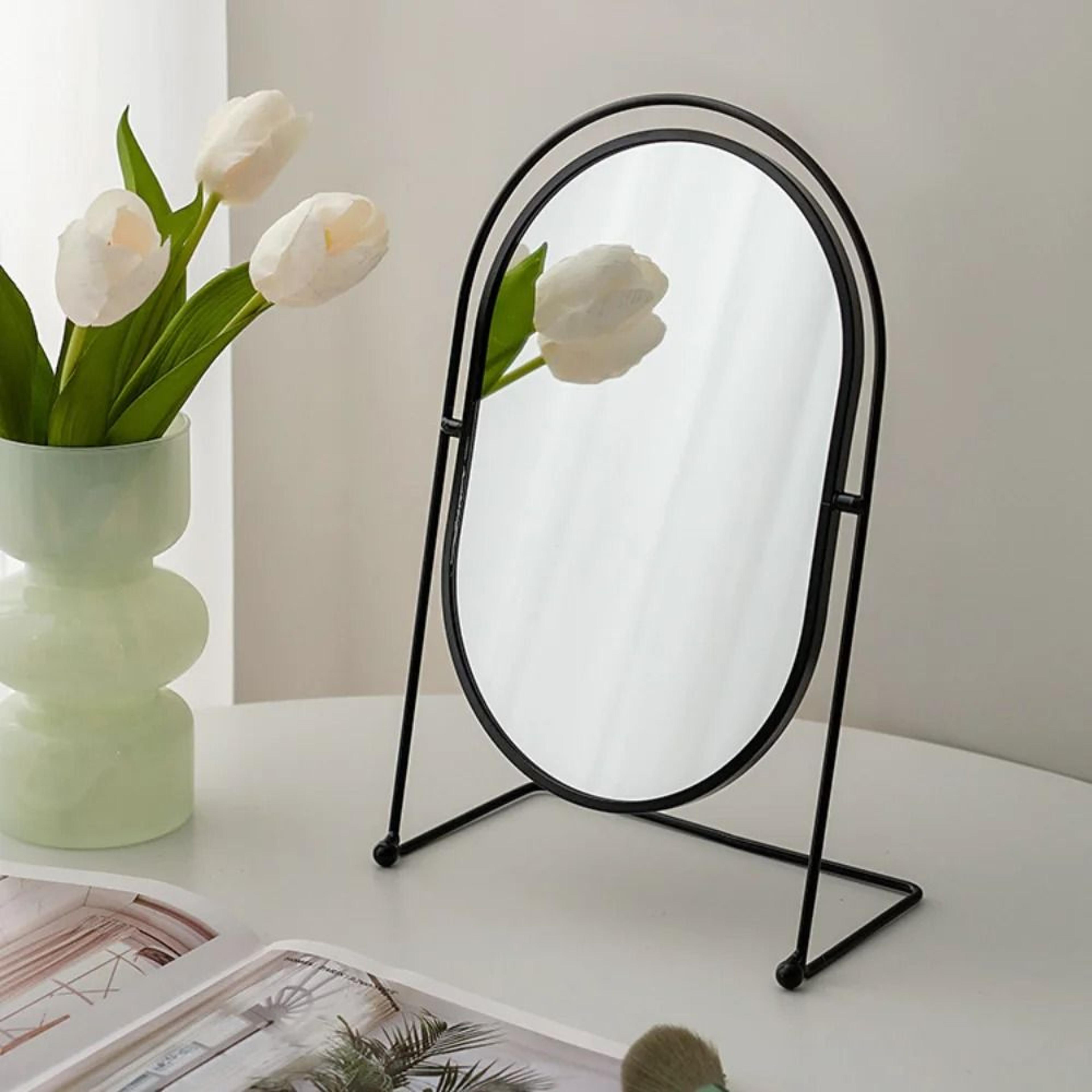 iron art nordic oval desktop vanity mirror with 360 swivel rotation