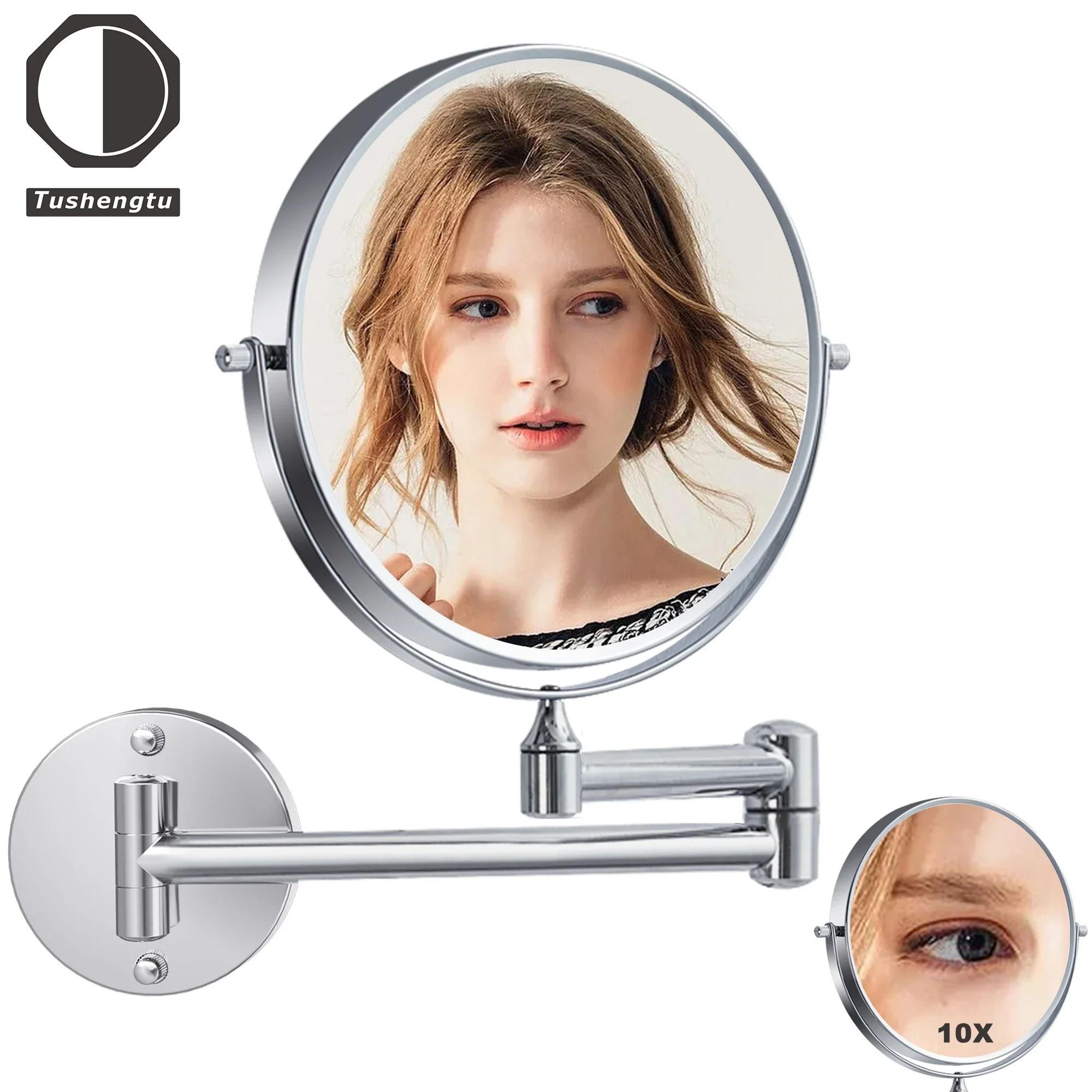 tushengtu 8-inch wall mounted 360° swivel bathroom mirror with 10x magnification