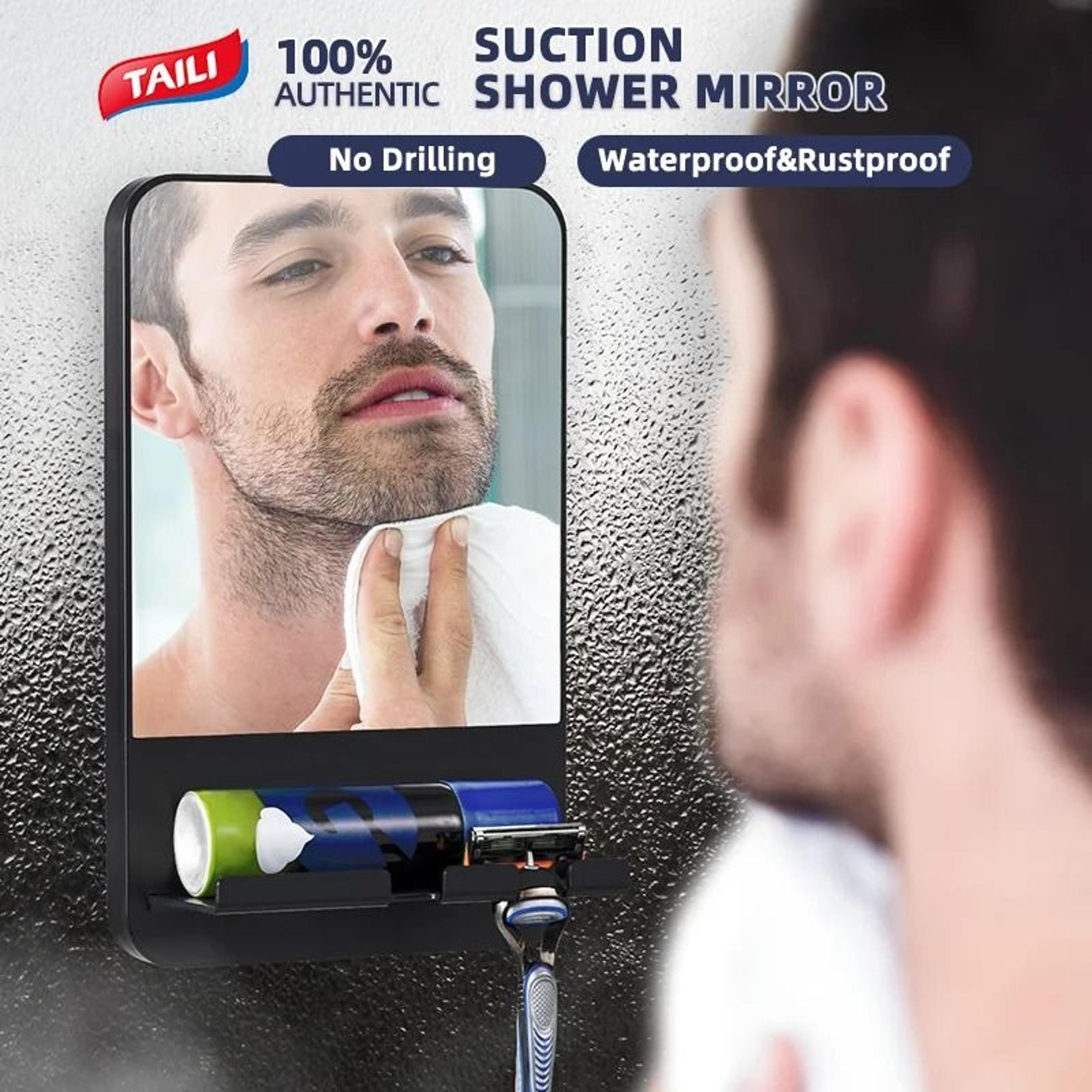 taili acrylic anti-fog shower mirror for fogless bathroom shaving & travel